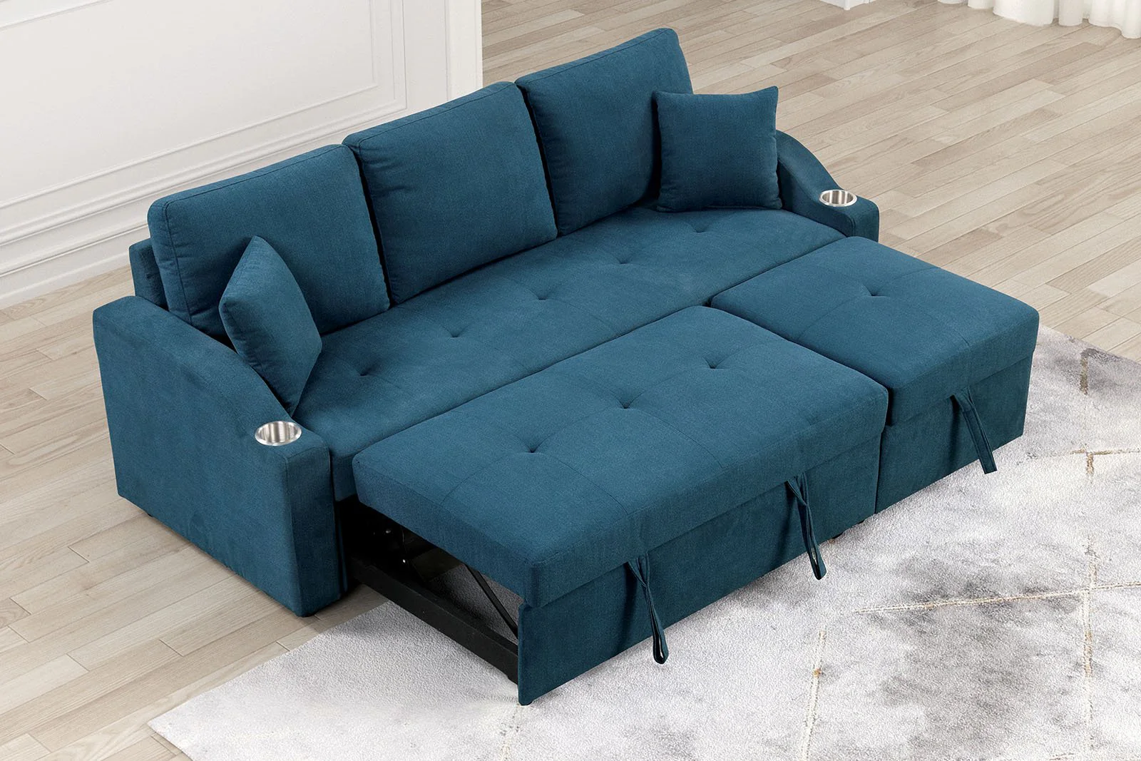 Royden Sleeper Sofa w/ Cupholder, Blue - Image 5