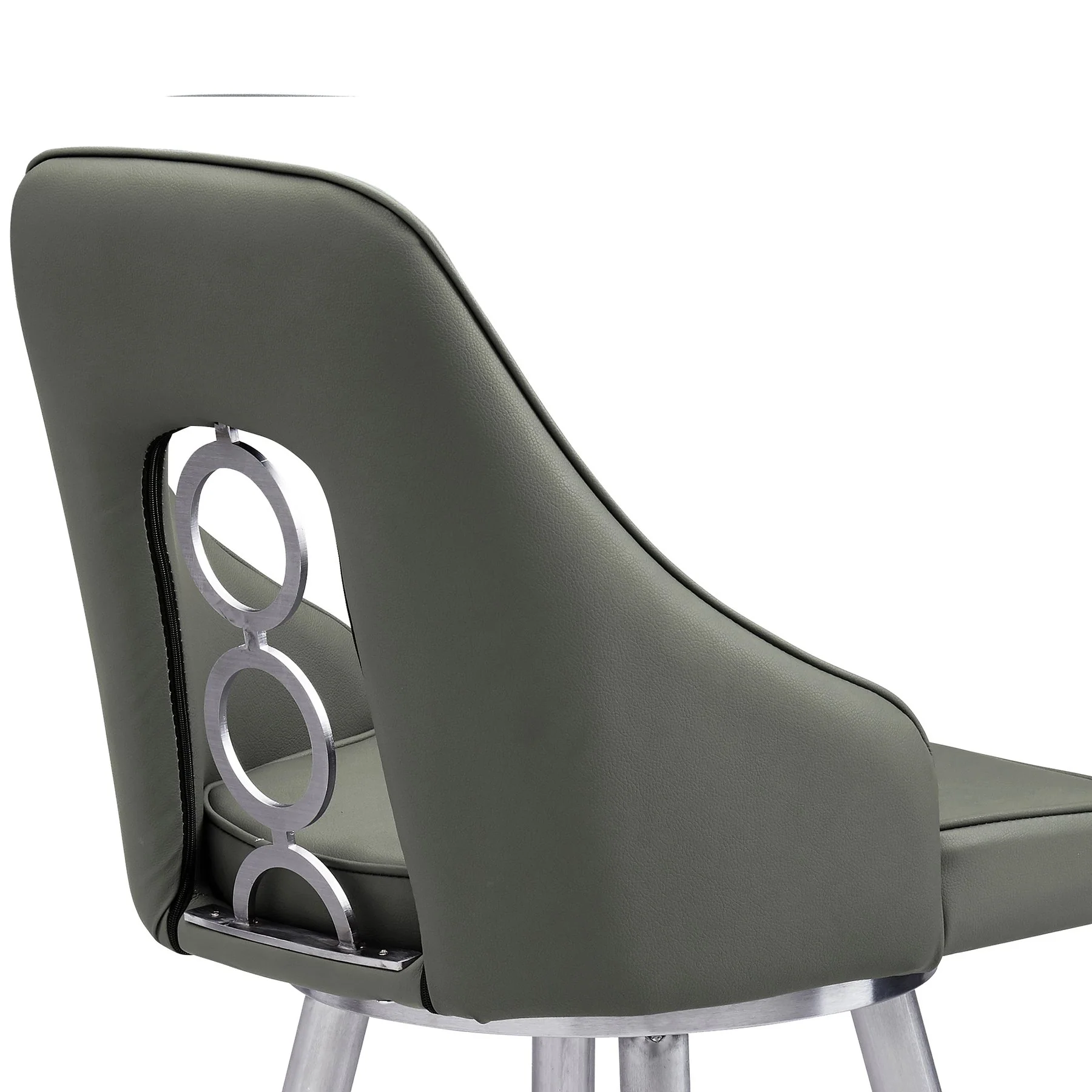 Ruby 26" Counter Height Swivel Gray Faux Leather and Brushed Stainless Steel Bar Stool - Image 5