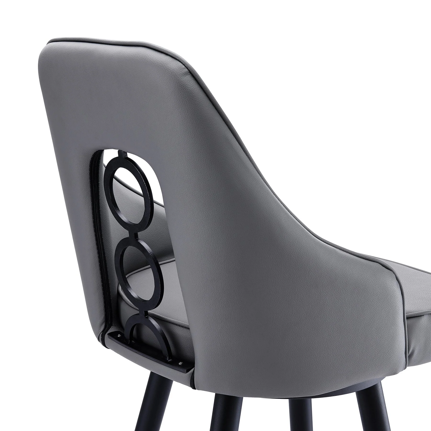 Ruby 30" Bar Height Swivel Gray Faux Leather and Black Metal Bar Stool - Image 5