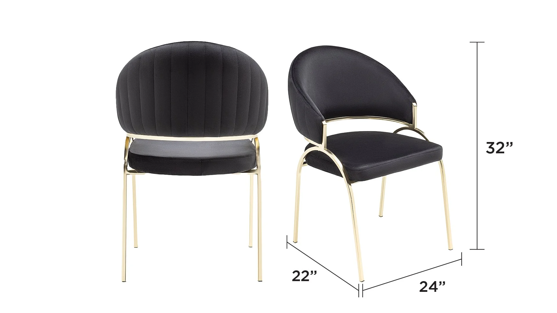 Ruby Chair With Gold Legs - Black - Image 2