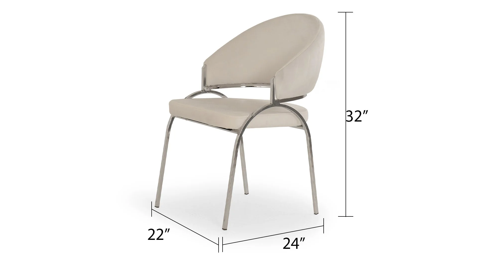 Ruby Chair With Stainless Steel Legs - Beige - Image 2