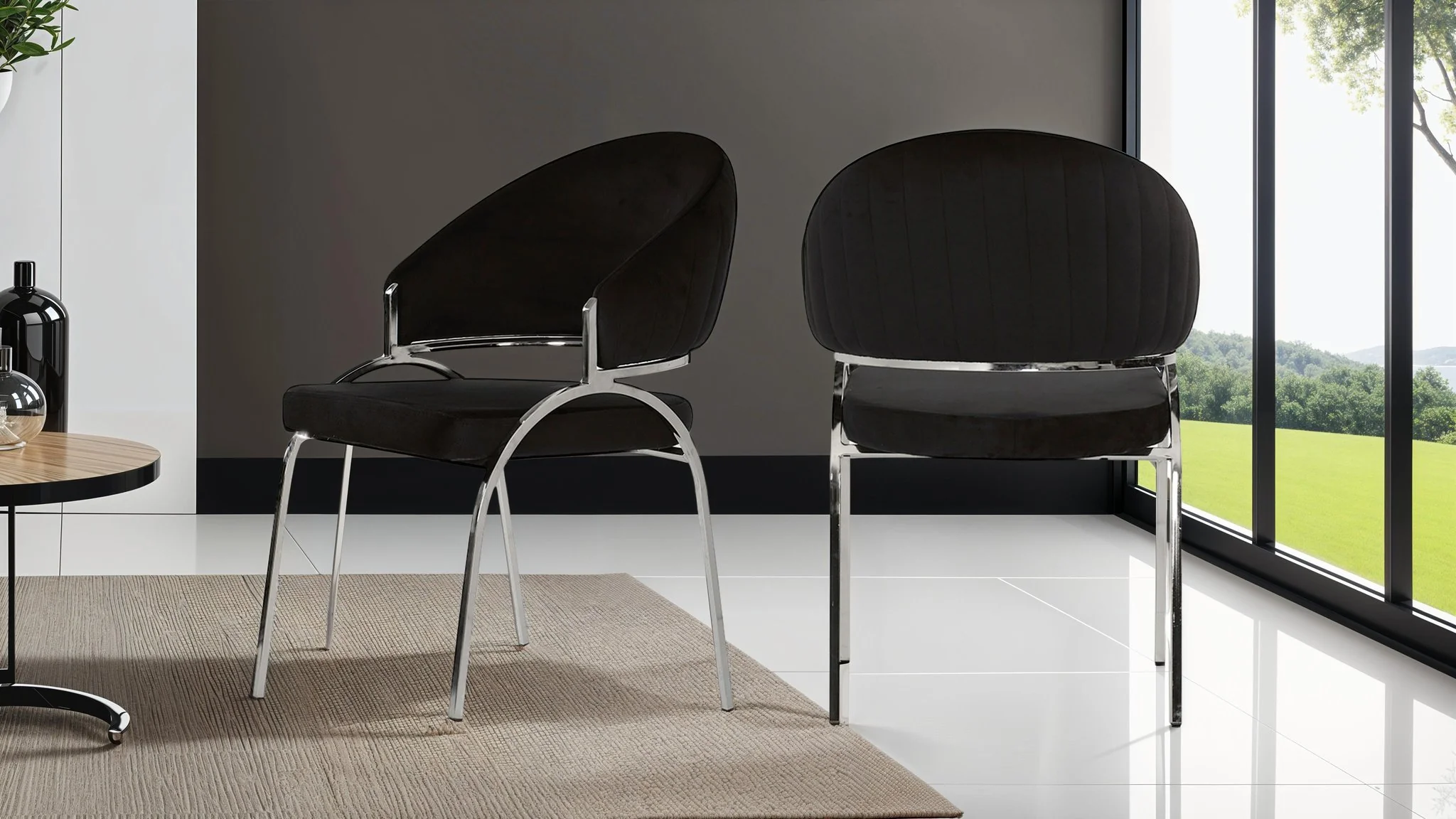 Ruby Chair With Stainless Steel Legs - Black - Image 6