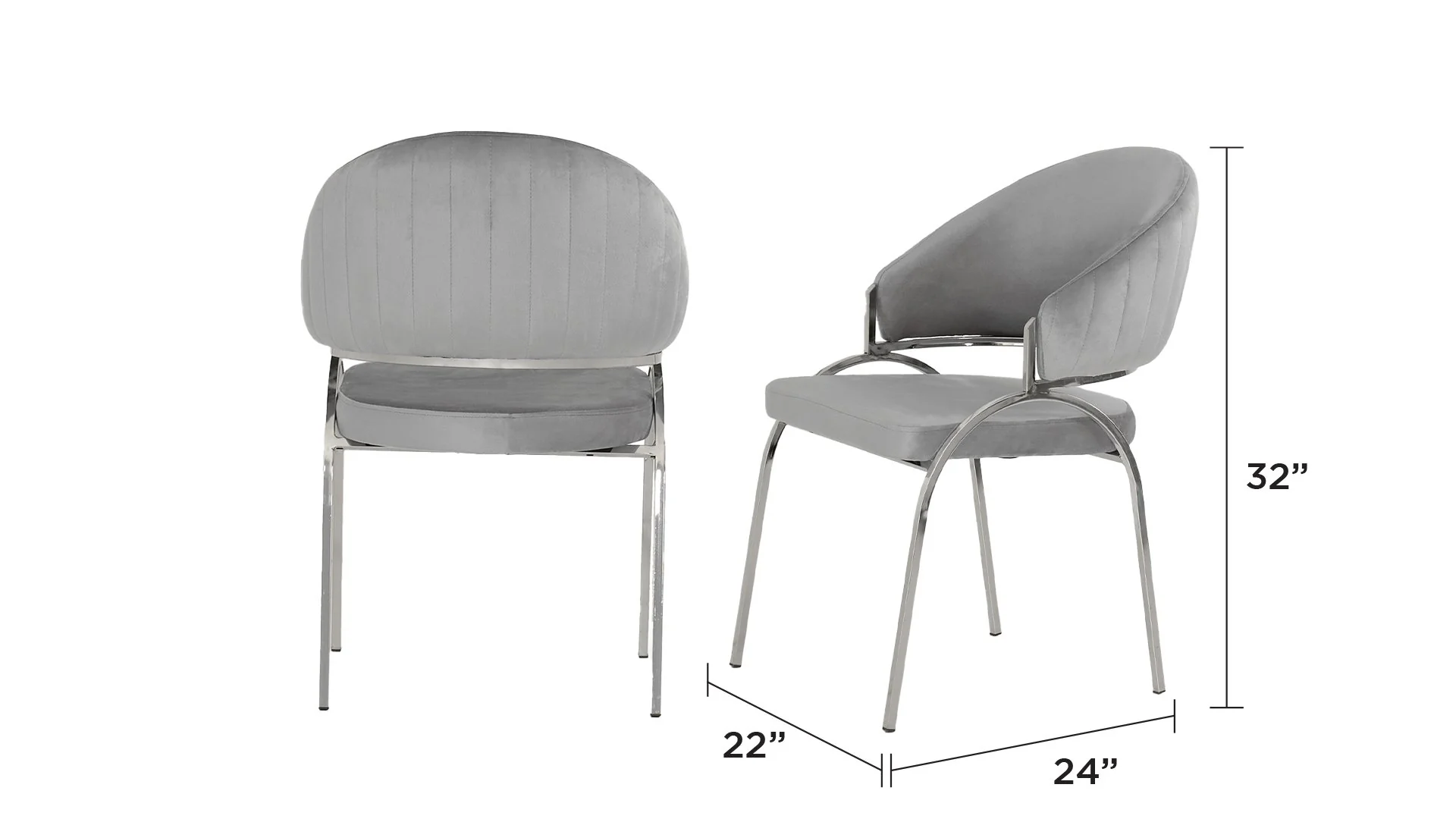 Ruby Chair With Stainless Steel Legs - Gray - Image 2