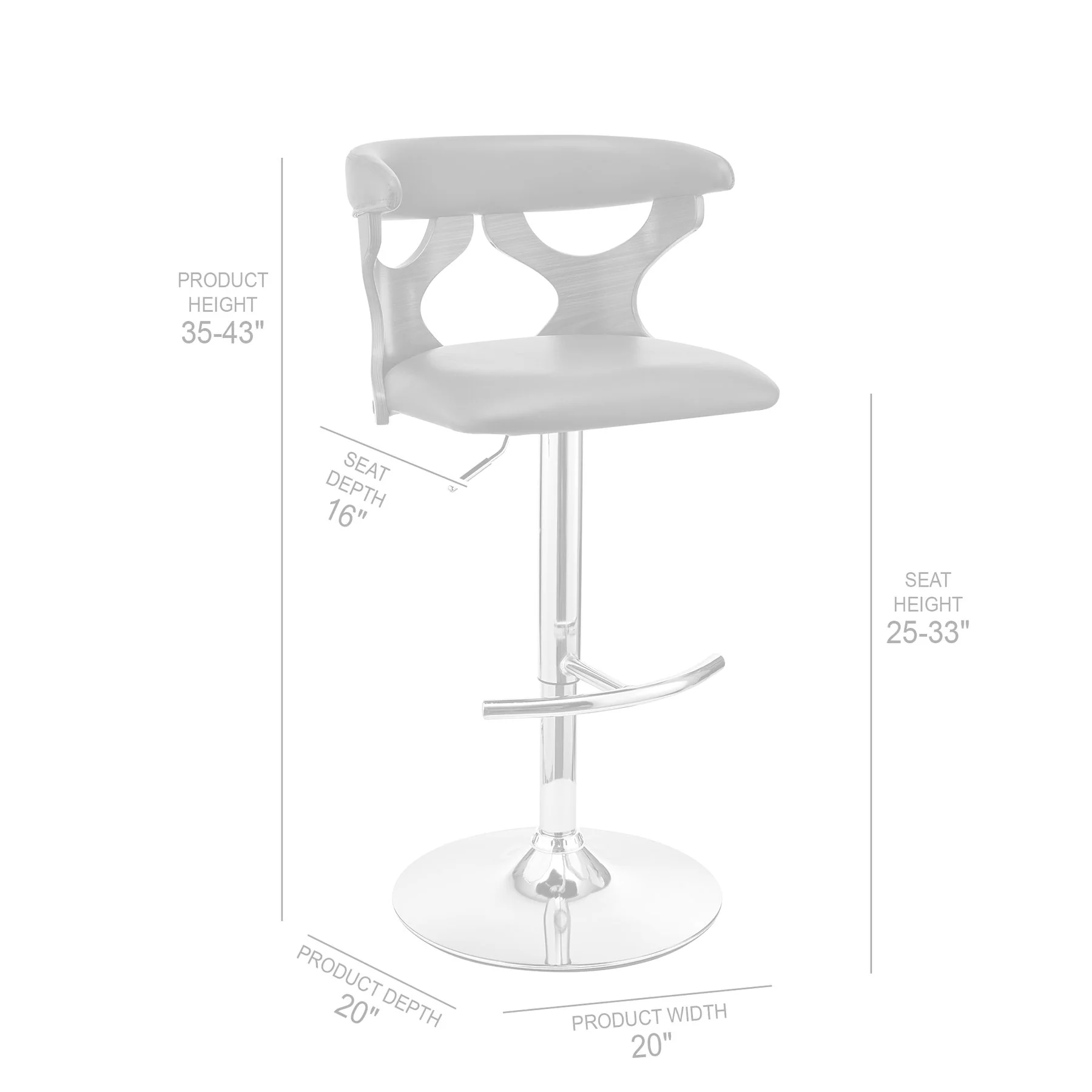 Ruth Adjustable Swivel Cream Faux Leather and Walnut Wood Bar Stool with Chrome Base - Image 9