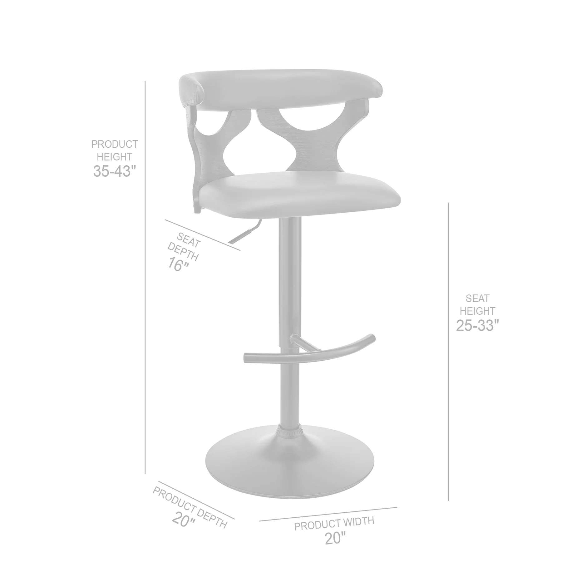 Ruth Adjustable Swivel Gray Faux Leather and Black Wood Bar Stool with Black Base - Image 9