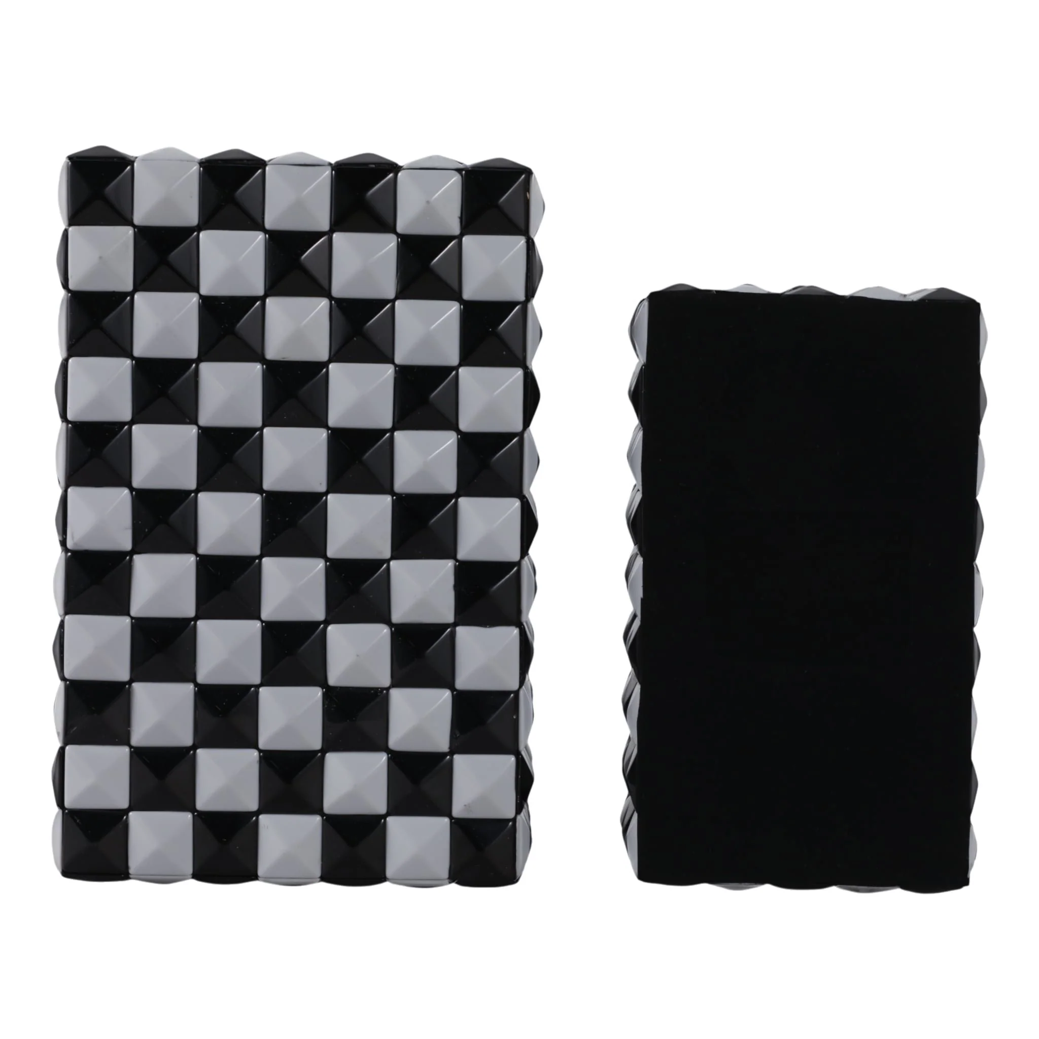 S/2 10/12" 3d Checkerboard Boxes, Black/white - Image 7