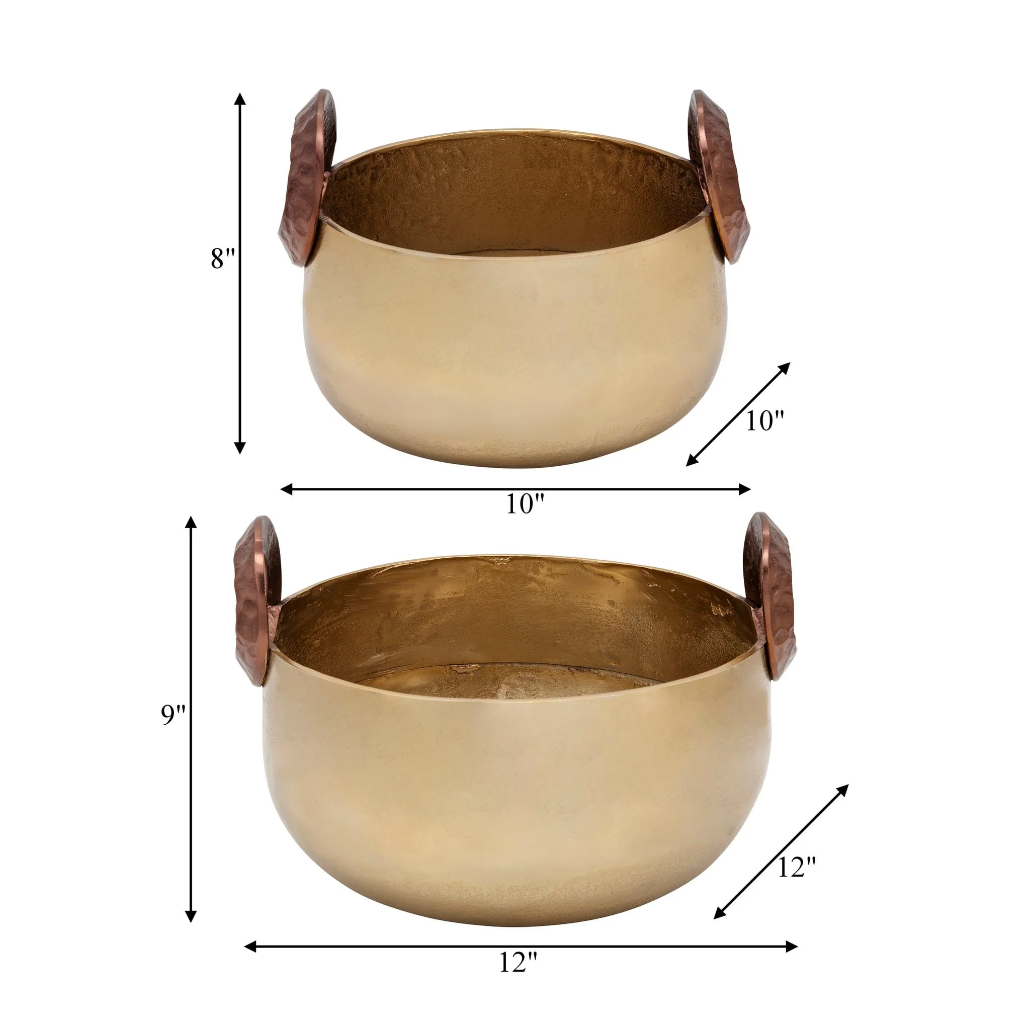 S/2 10/12" Bowl With Handles, Gold - Image 6