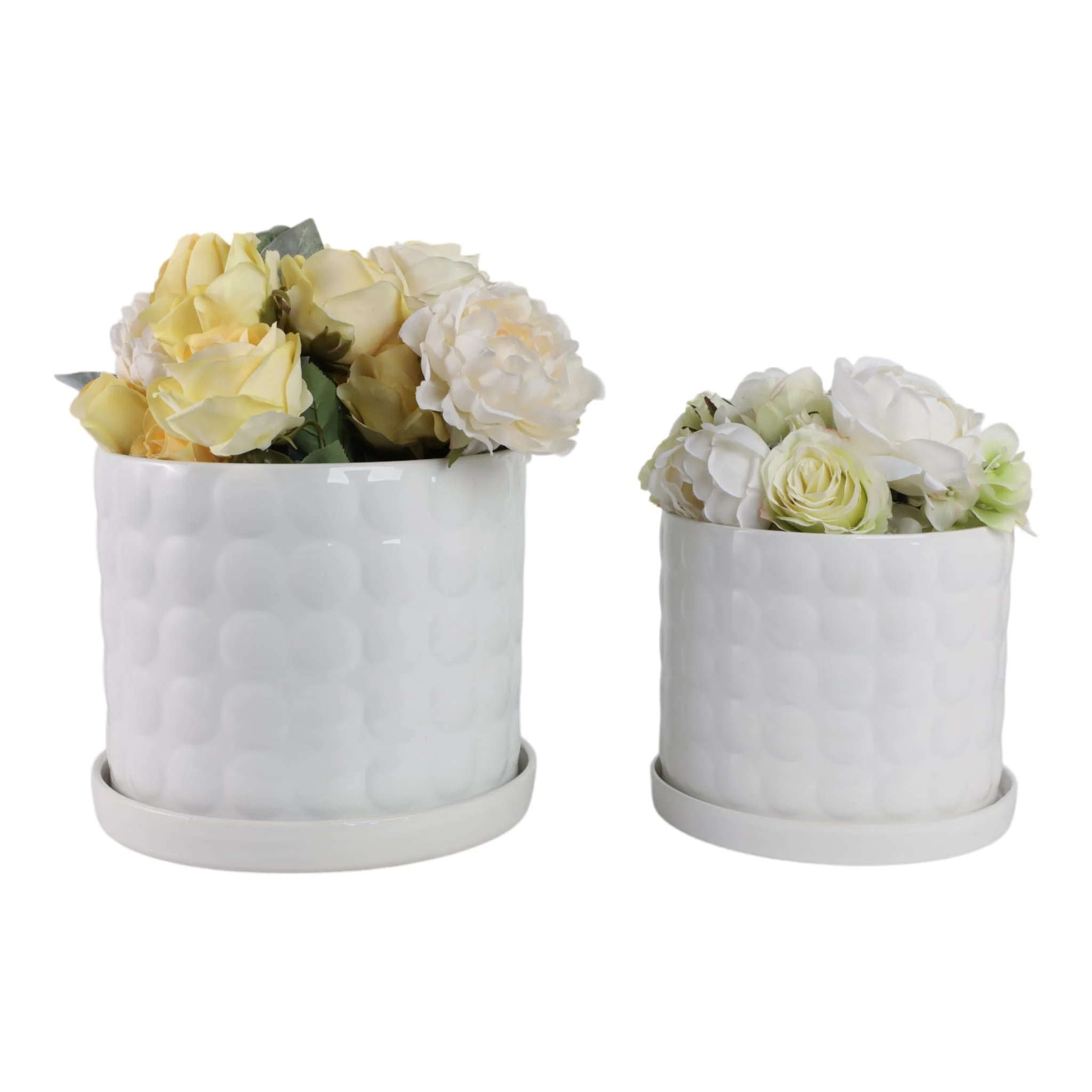 S/2 10/12" Bubble Planter, White - Image 2