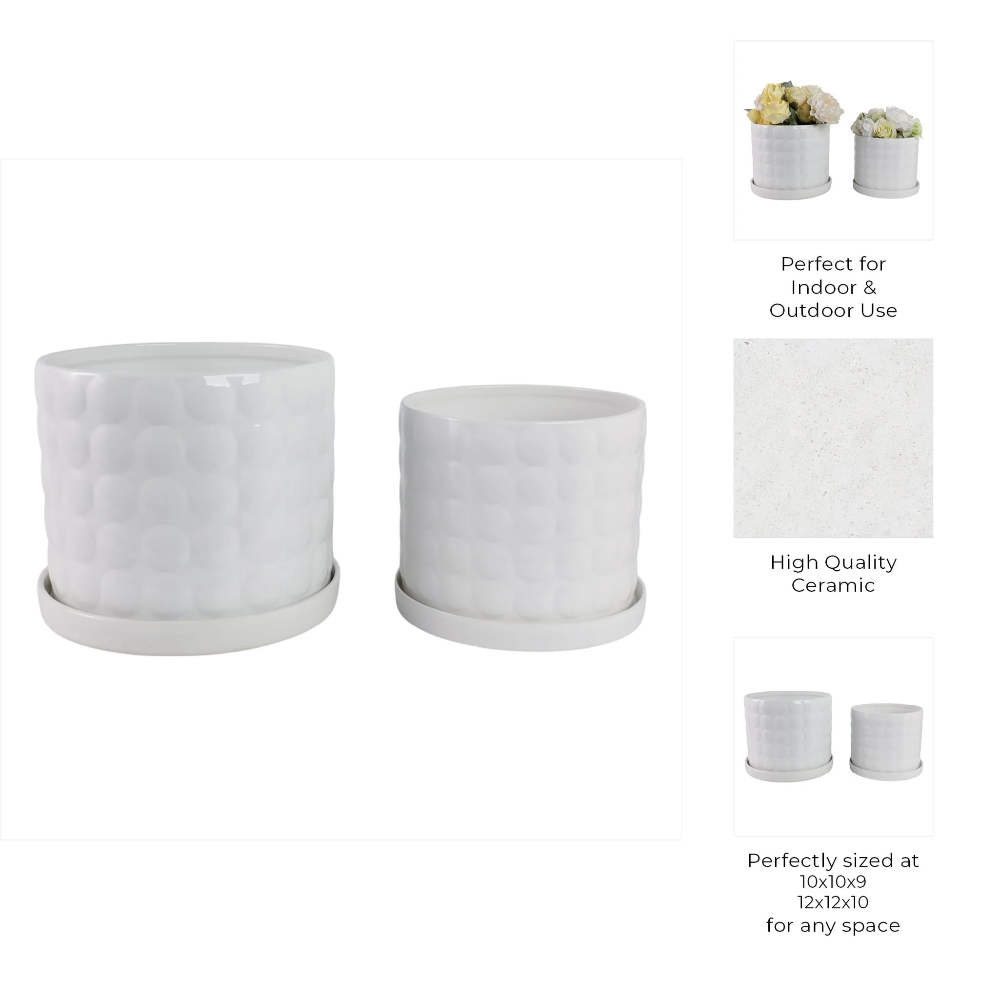 S/2 10/12" Bubble Planter, White - Image 9