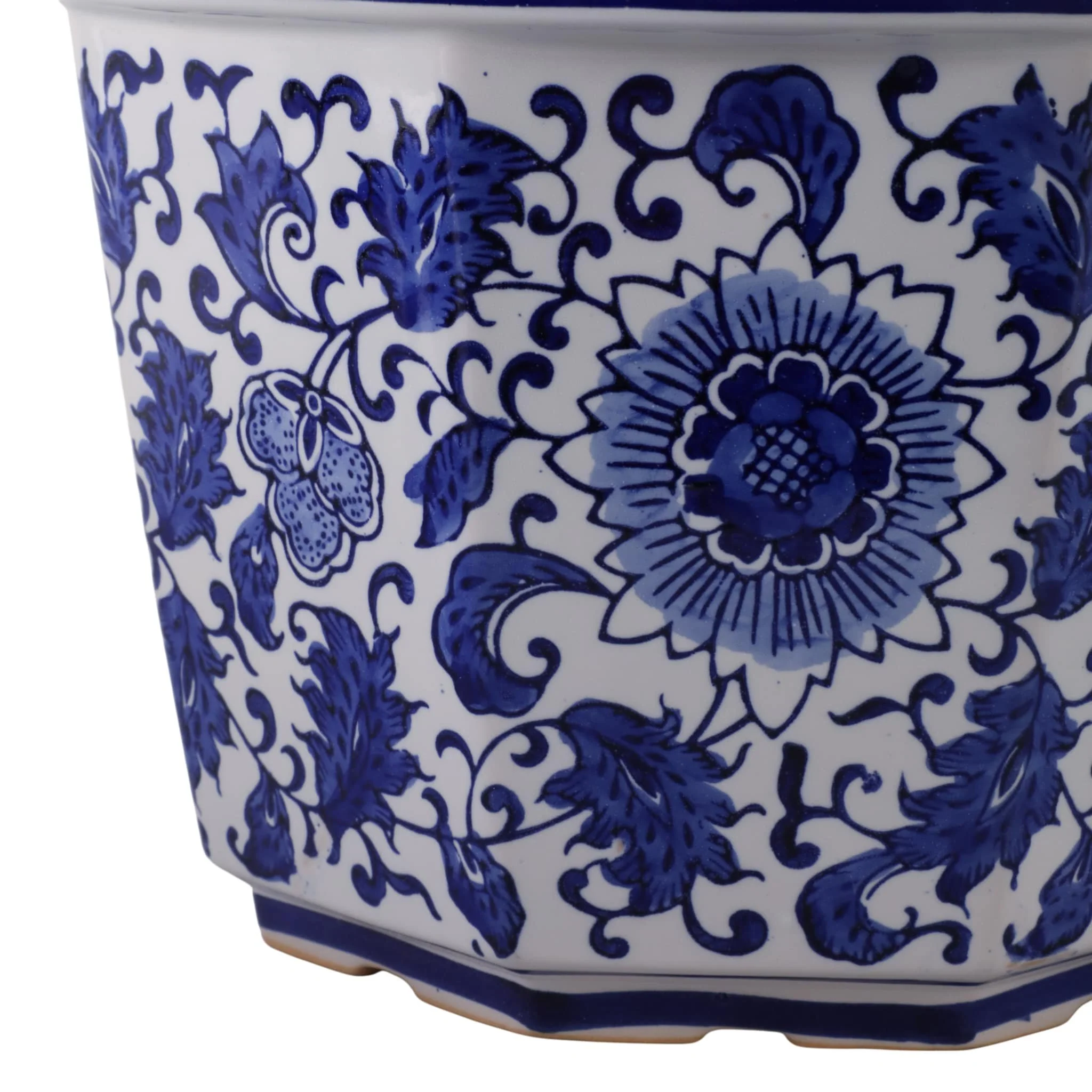 S/2 10/12" Chinoiserie Pot Planters, Blue/wht - Image 5