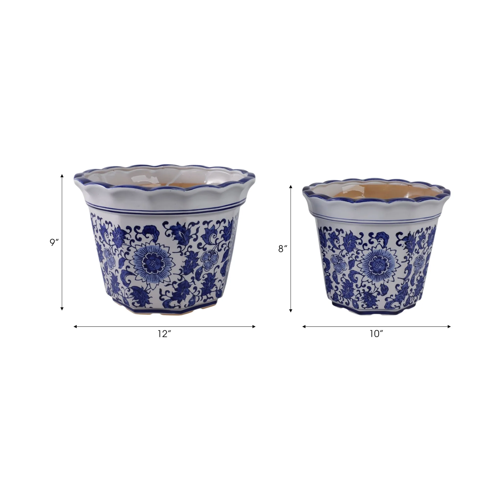 S/2 10/12" Chinoiserie Pot Planters, Blue/wht - Image 9