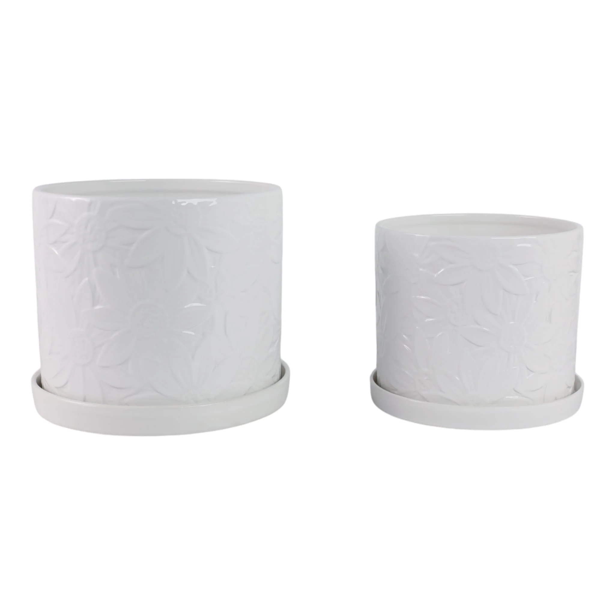 S/2 10/12" Daisy Flower Planter, White - Image 3