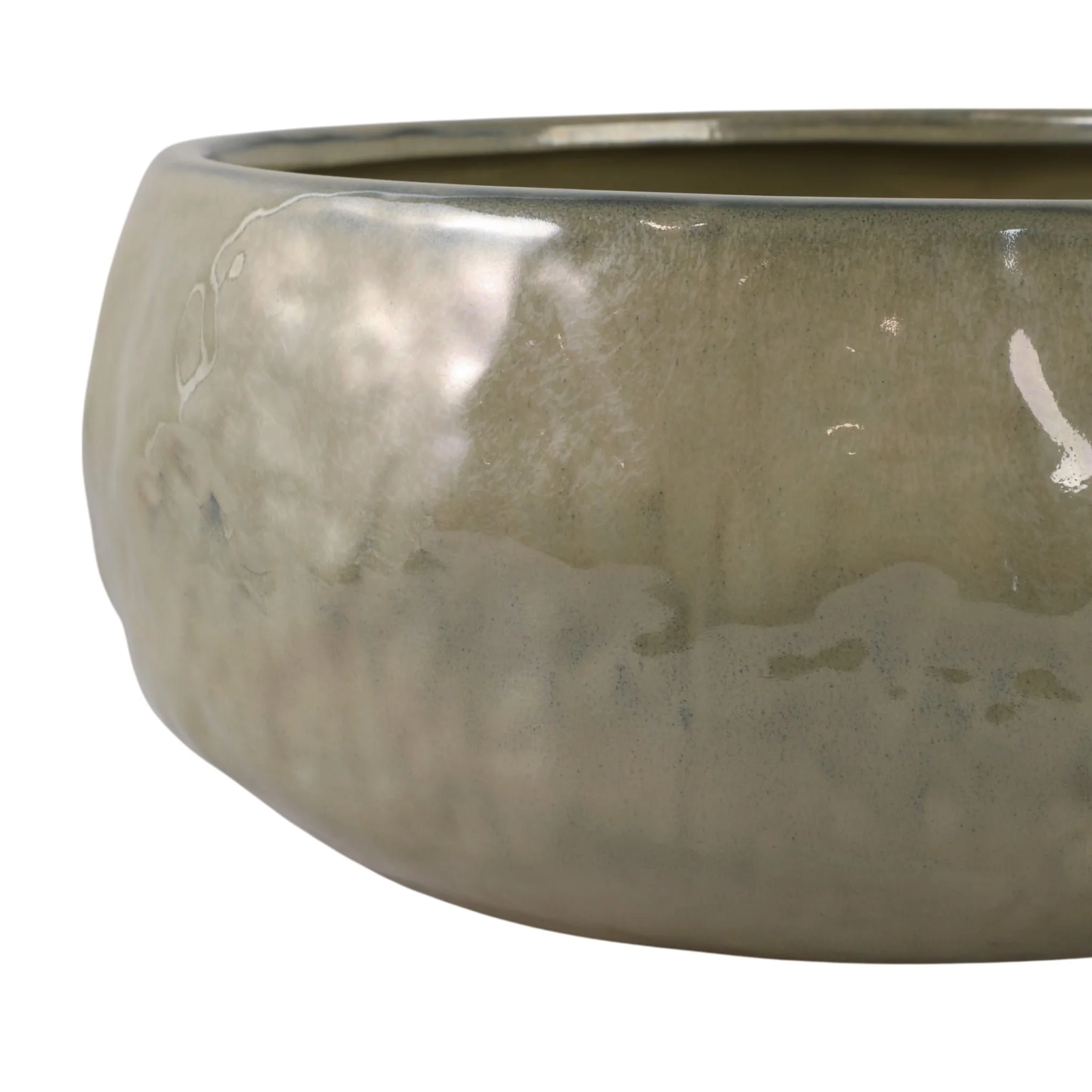 S/2 10/12" Iridescent Bowl Planters, Green - Image 4