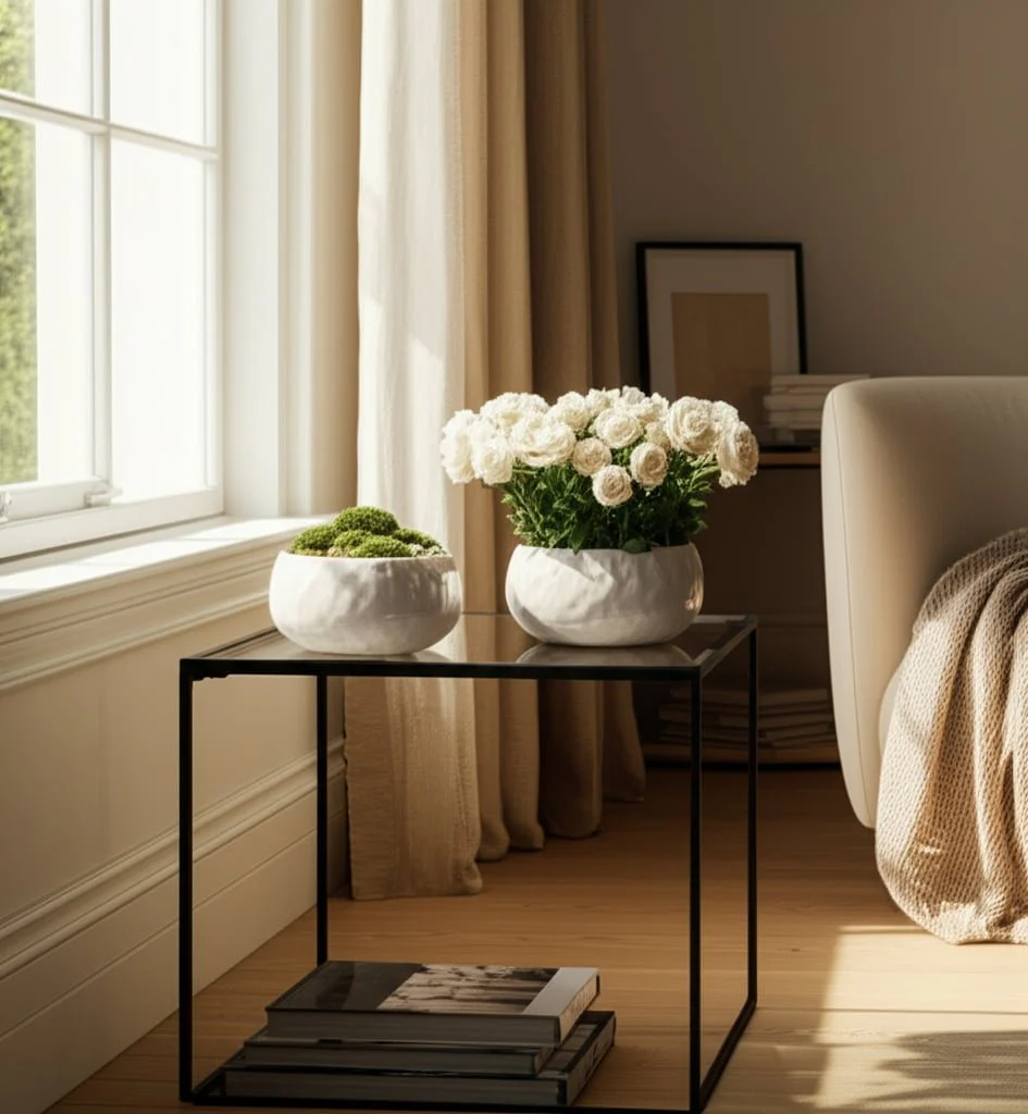 S/2 10/12" Iridescent Bowl Planters, White - Image 10