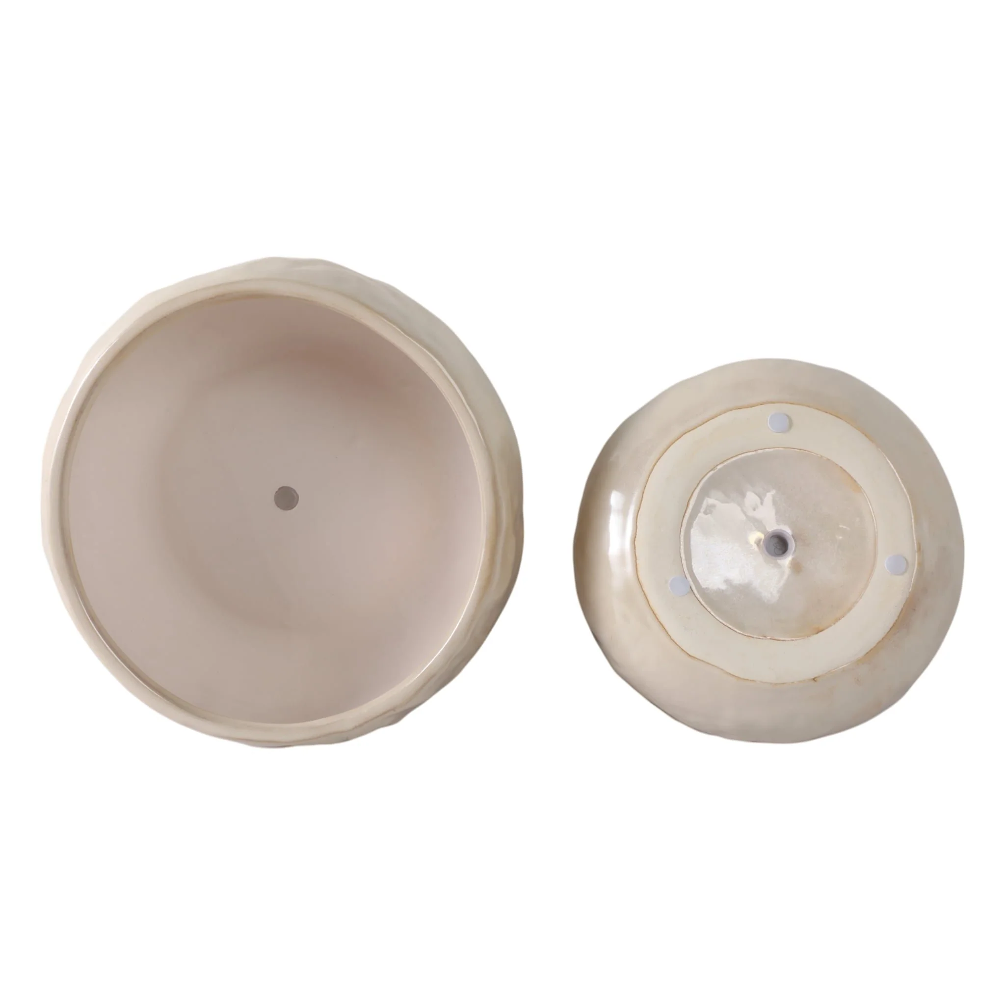 S/2 10/12" Iridescent Bowl Planters, White - Image 6