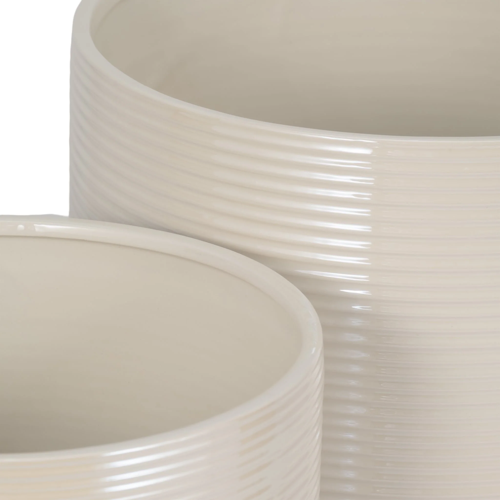 S/2 10/12" Iridescent Ribbed Planters, Ivory - Image 4