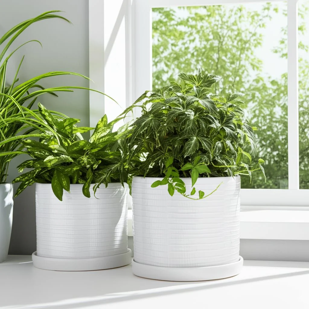 S/2 10/12" Modern Planter, White - Image 10