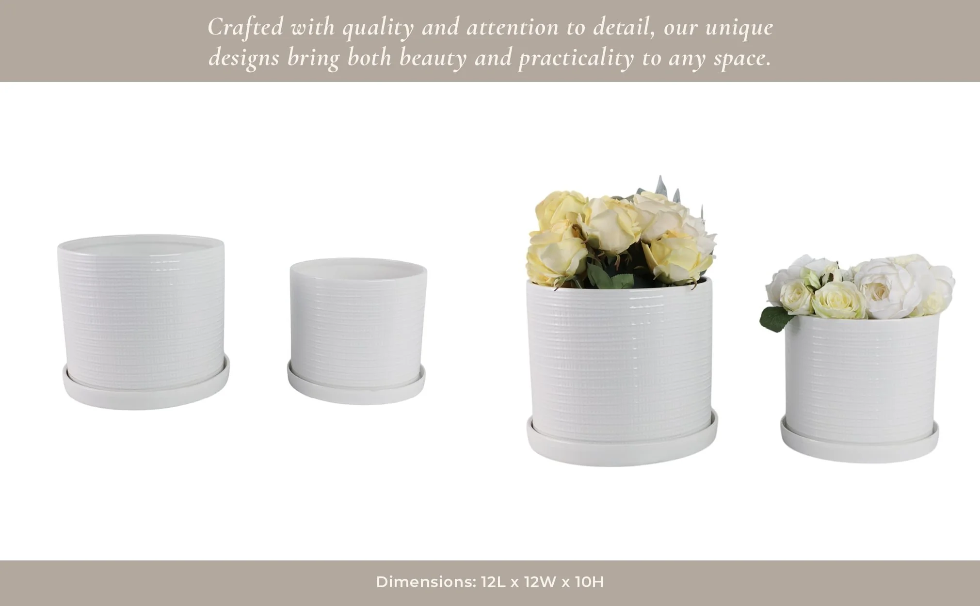S/2 10/12" Modern Planter, White - Image 12