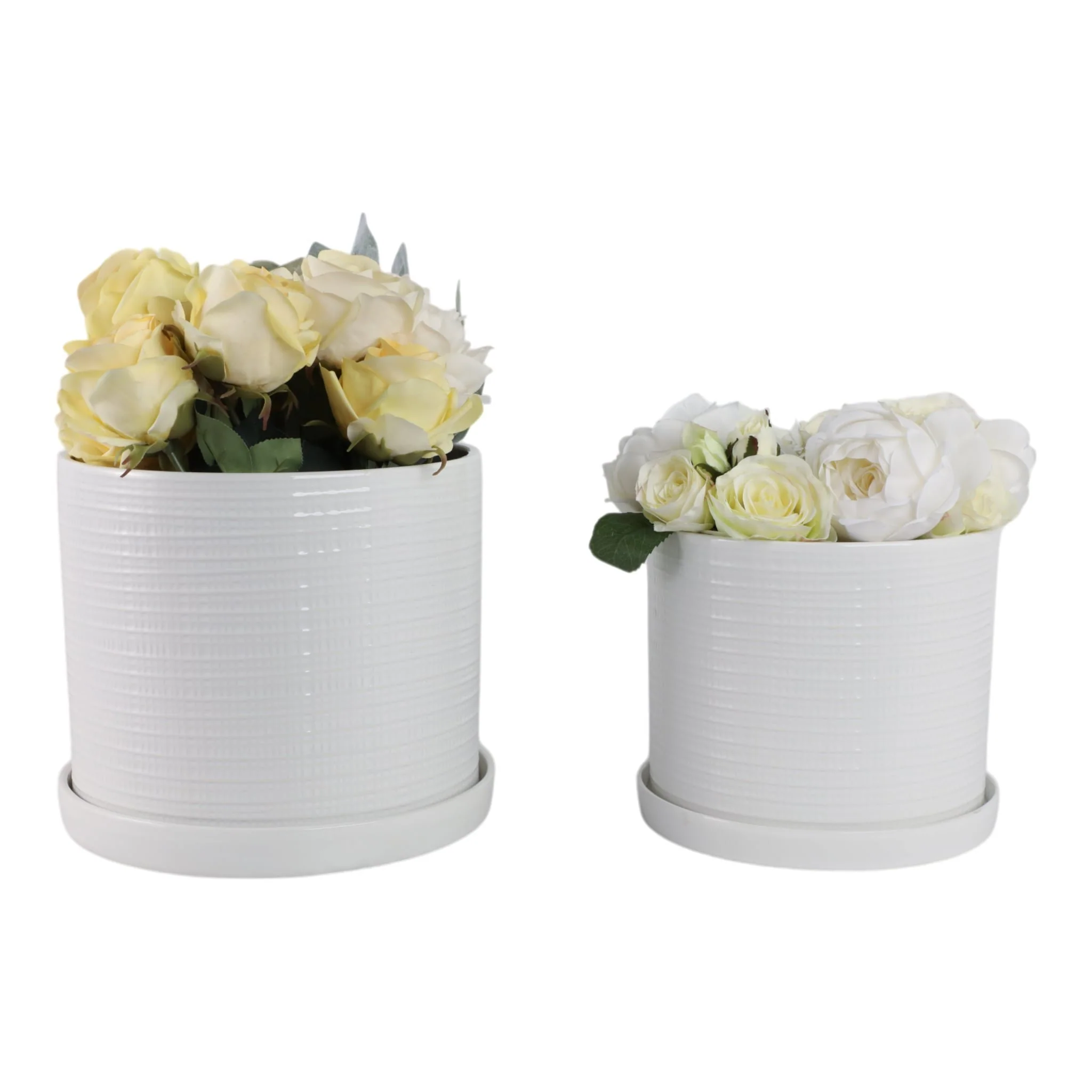 S/2 10/12" Modern Planter, White - Image 2