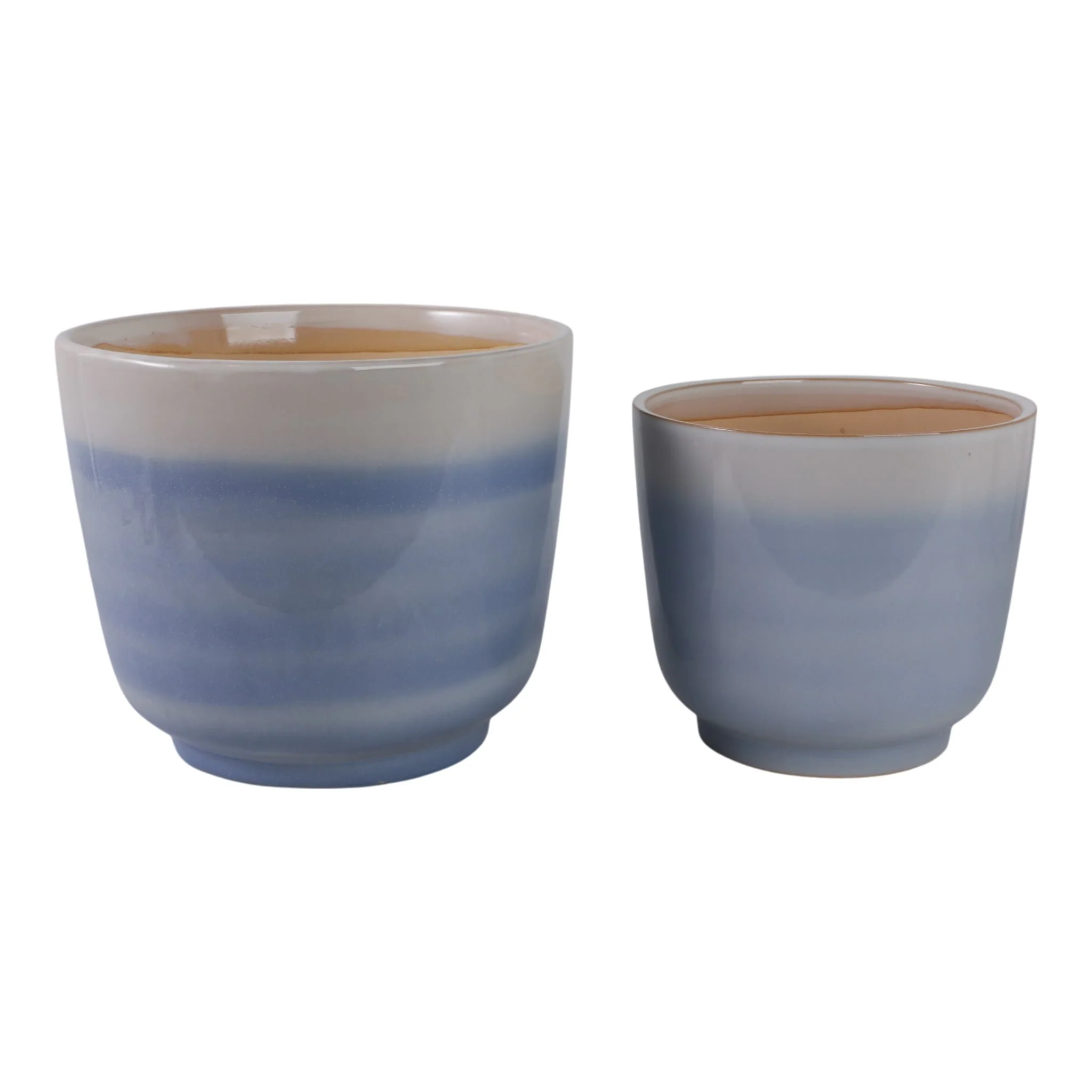 S/2 10/12" Reactive Glazed Planters, Baby Blue - Image 3