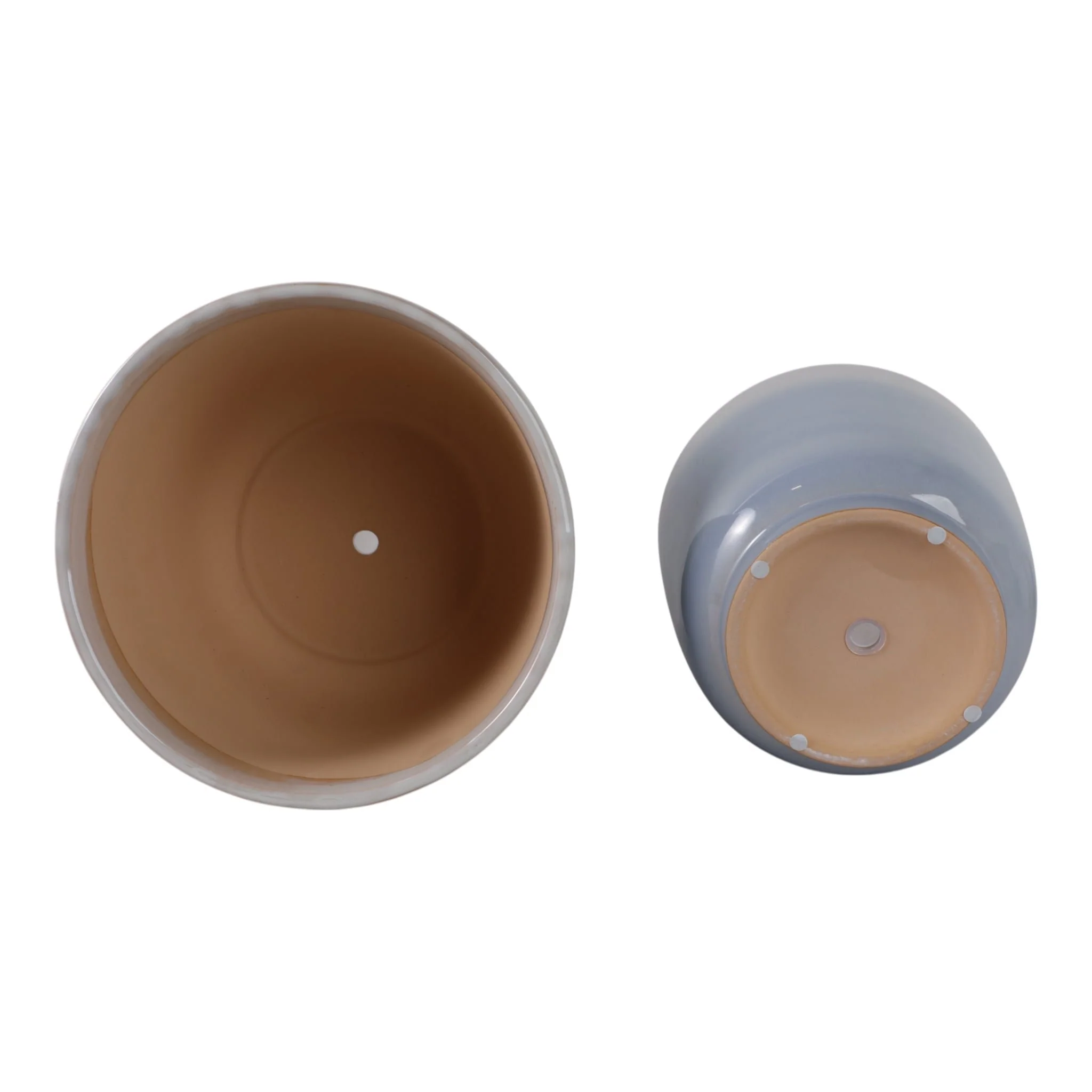 S/2 10/12" Reactive Glazed Planters, Baby Blue - Image 6