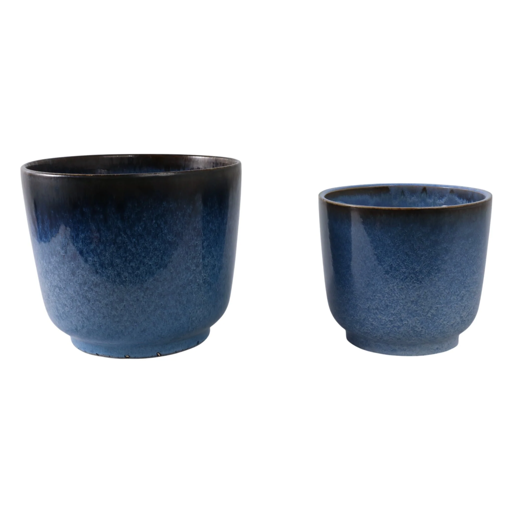 S/2 10/12" Reactive Glazed Planters, Blue - Image 3