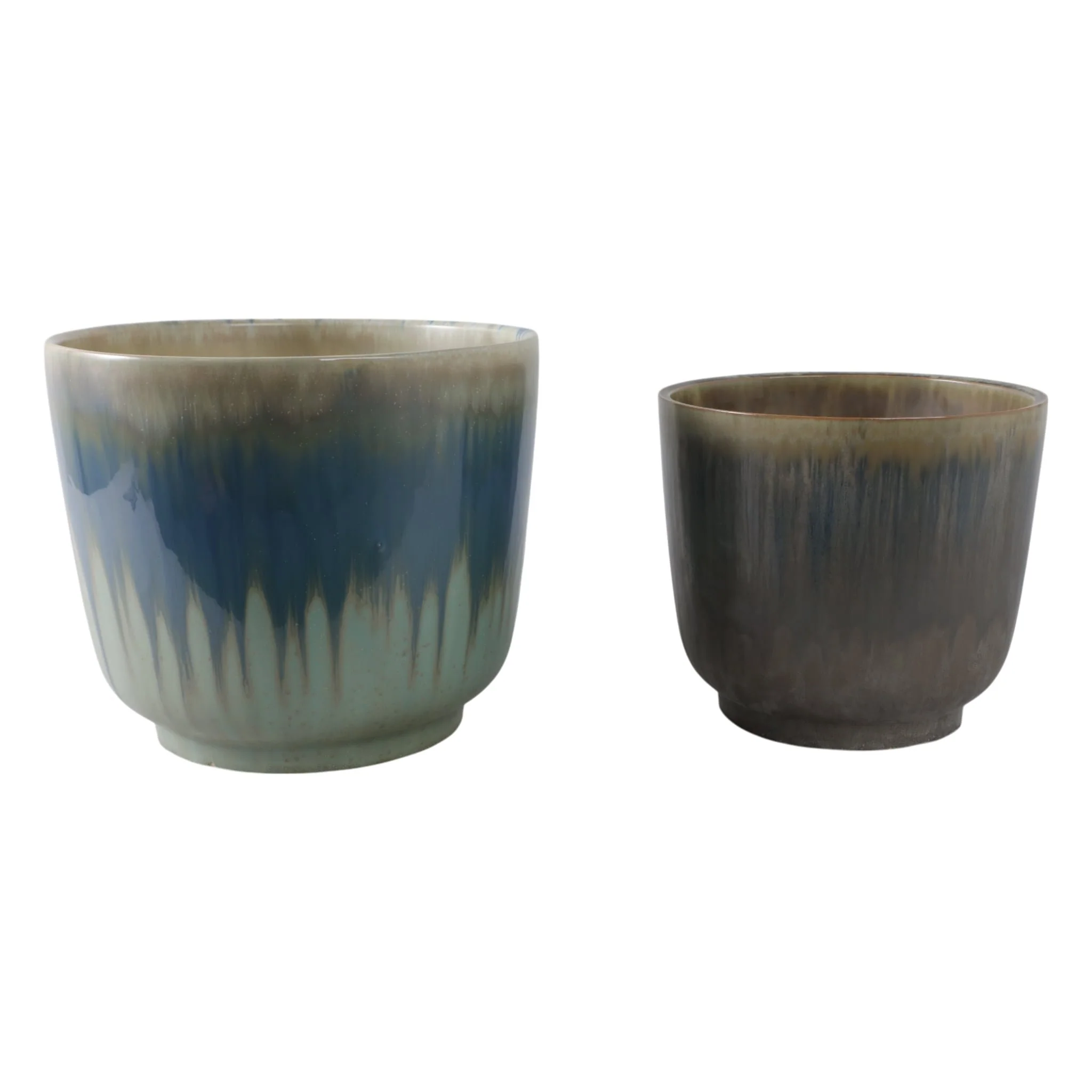 S/2 10/12" Reactive Multi Glazed Planters - Image 2