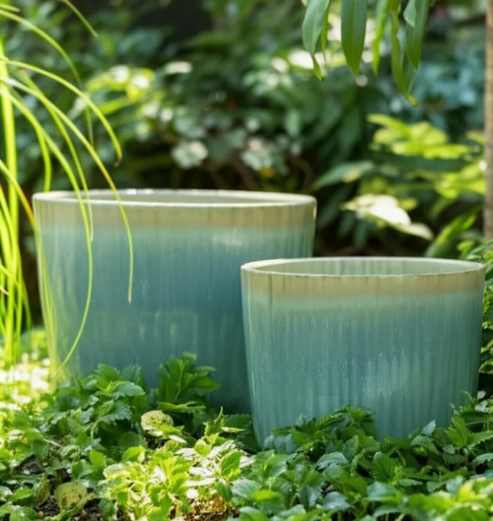 S/2 10/12" Reactive Multi Glazed Planters - Image 9