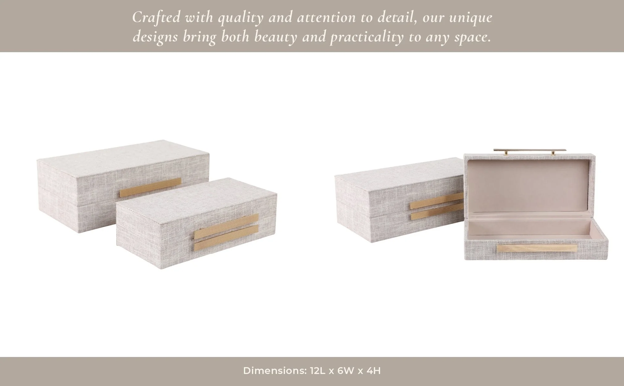 S/2 10/12" Rectangular Boxes Double Hardware, Wht - Image 10
