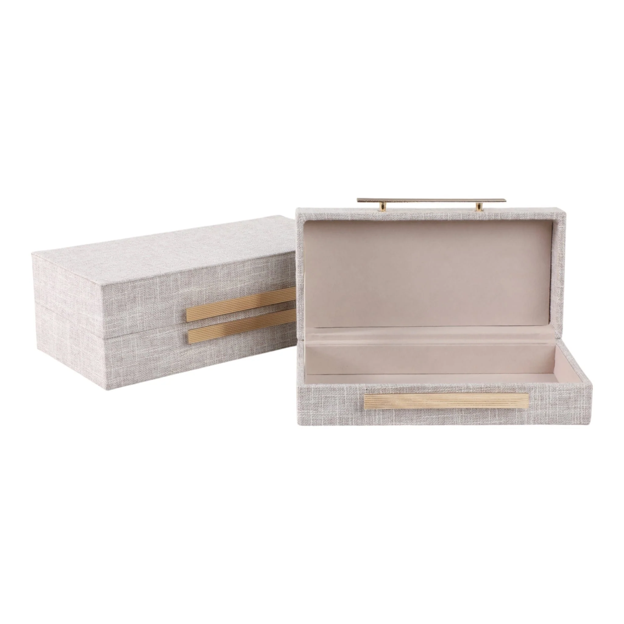 S/2 10/12" Rectangular Boxes Double Hardware, Wht - Image 2