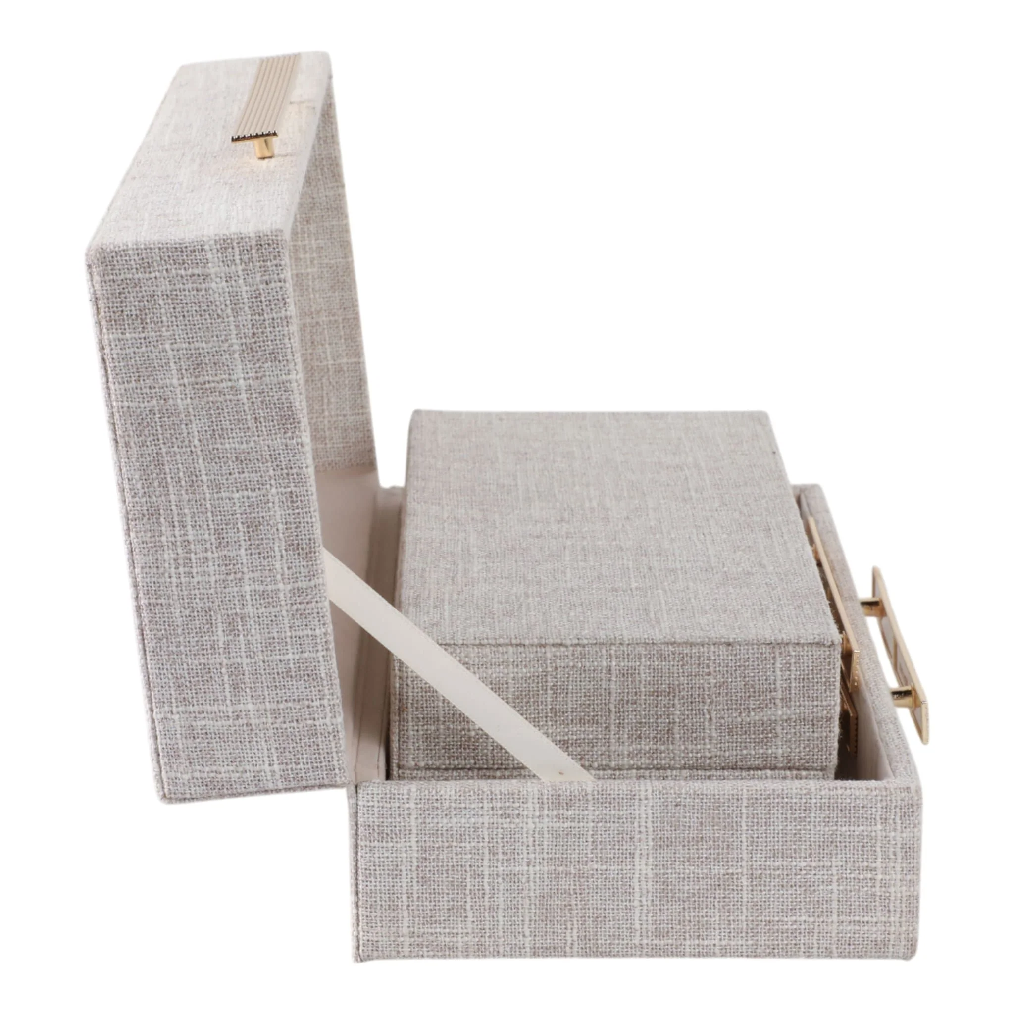 S/2 10/12" Rectangular Boxes Double Hardware, Wht - Image 4