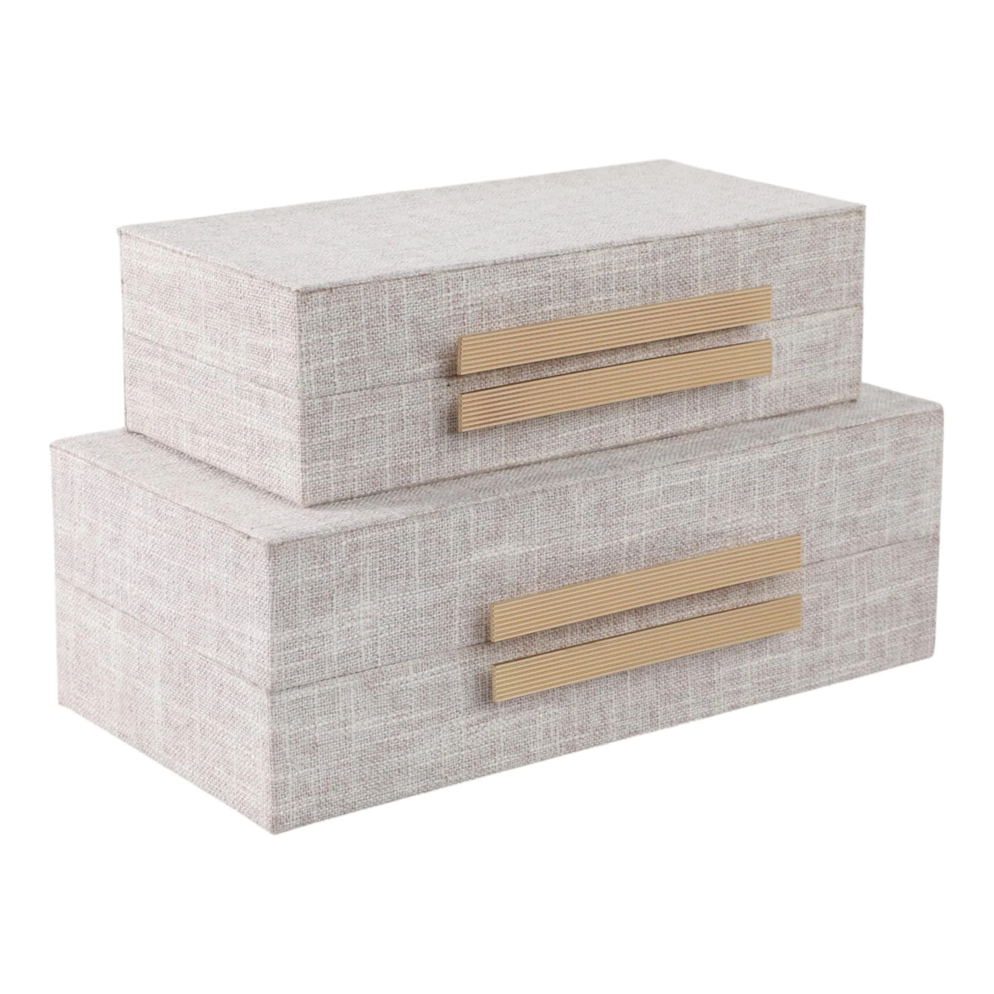 S/2 10/12" Rectangular Boxes Double Hardware, Wht - Image 6