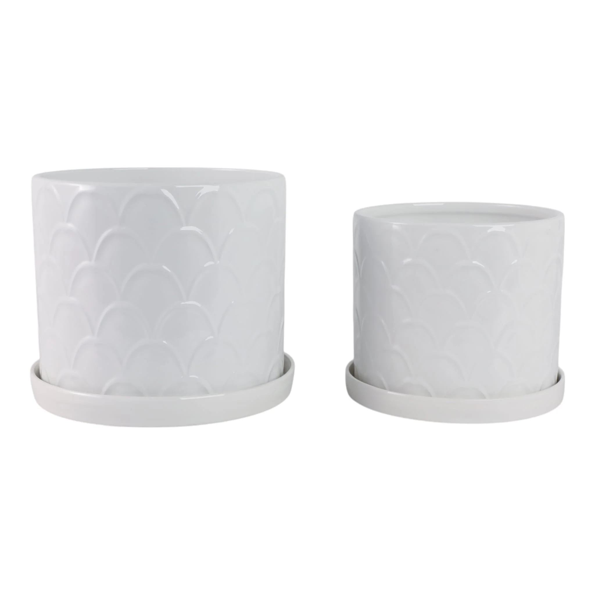 S/2 10/12" Scallop Planter, White - Image 4
