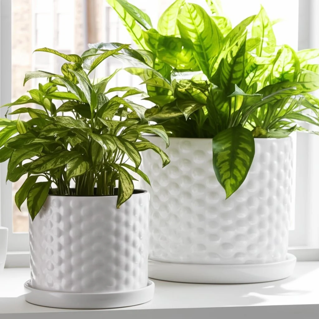 S/2 10/12" Small Bubble Planter, White - Image 11