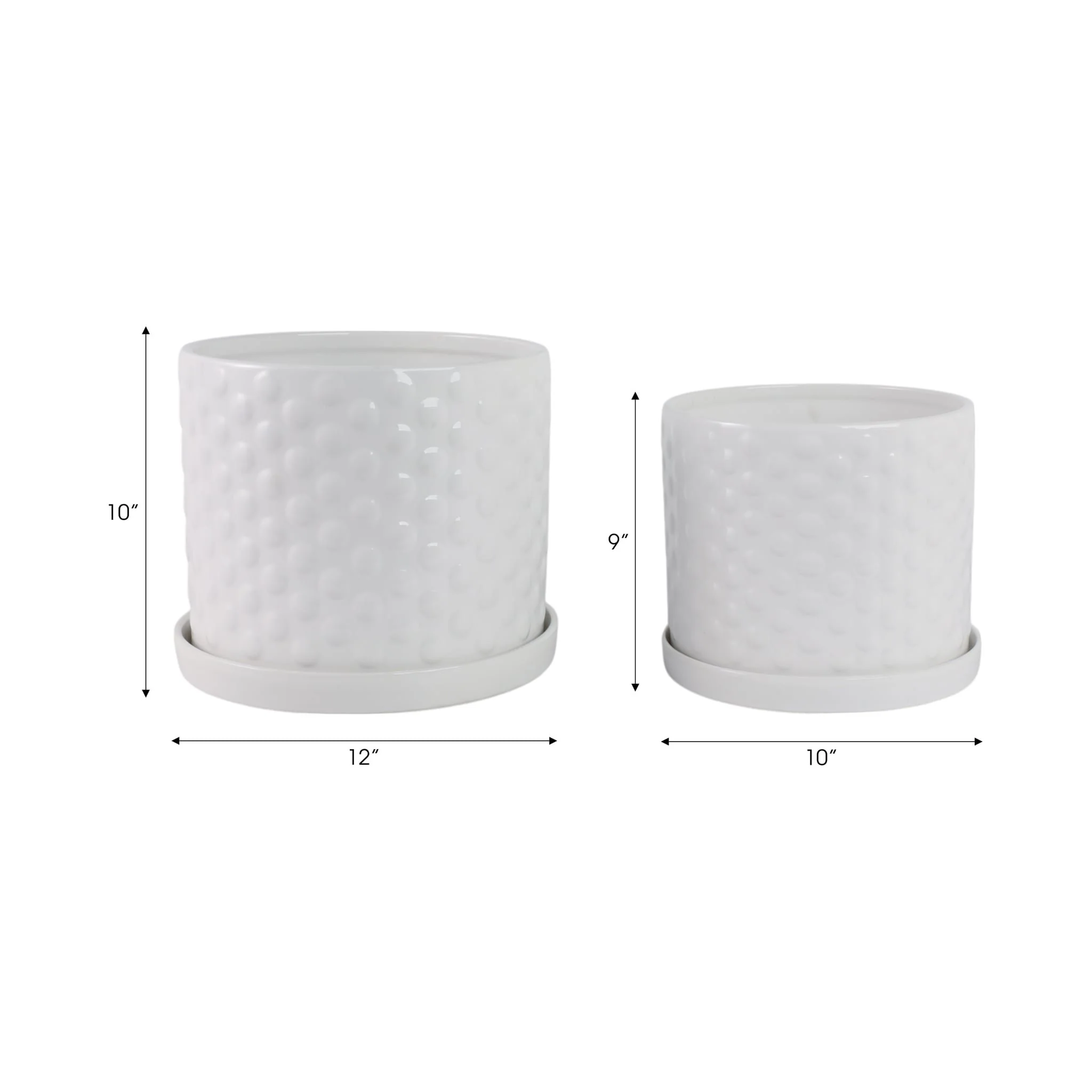 S/2 10/12" Small Bubble Planter, White - Image 8