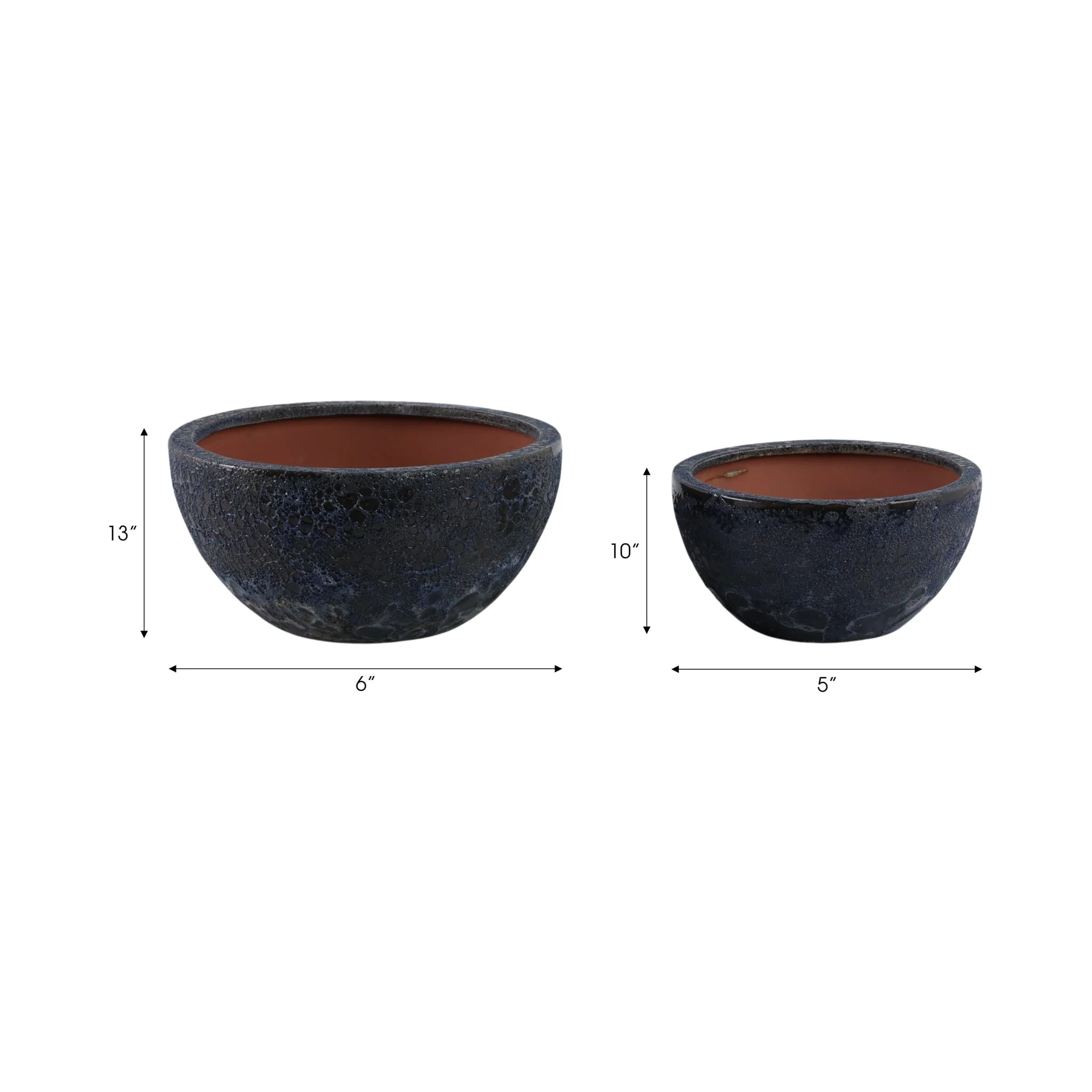 S/2 10/13" Lava Bowl Planters, Blue - Image 8