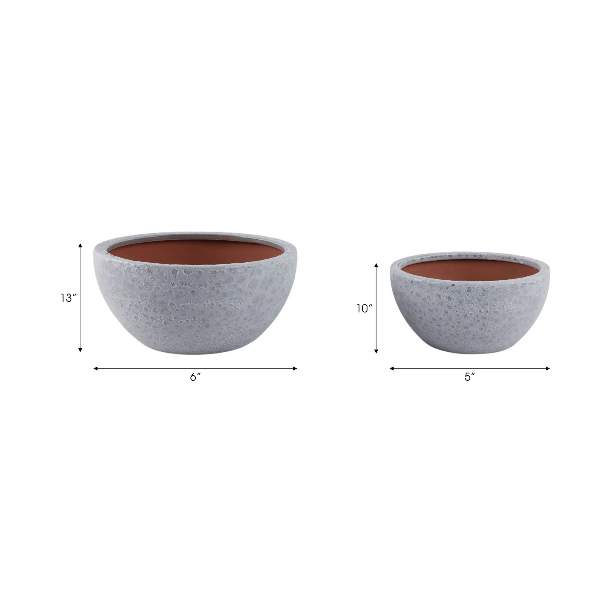 S/2 10/13" Lava Bowl Planters, White - Image 6