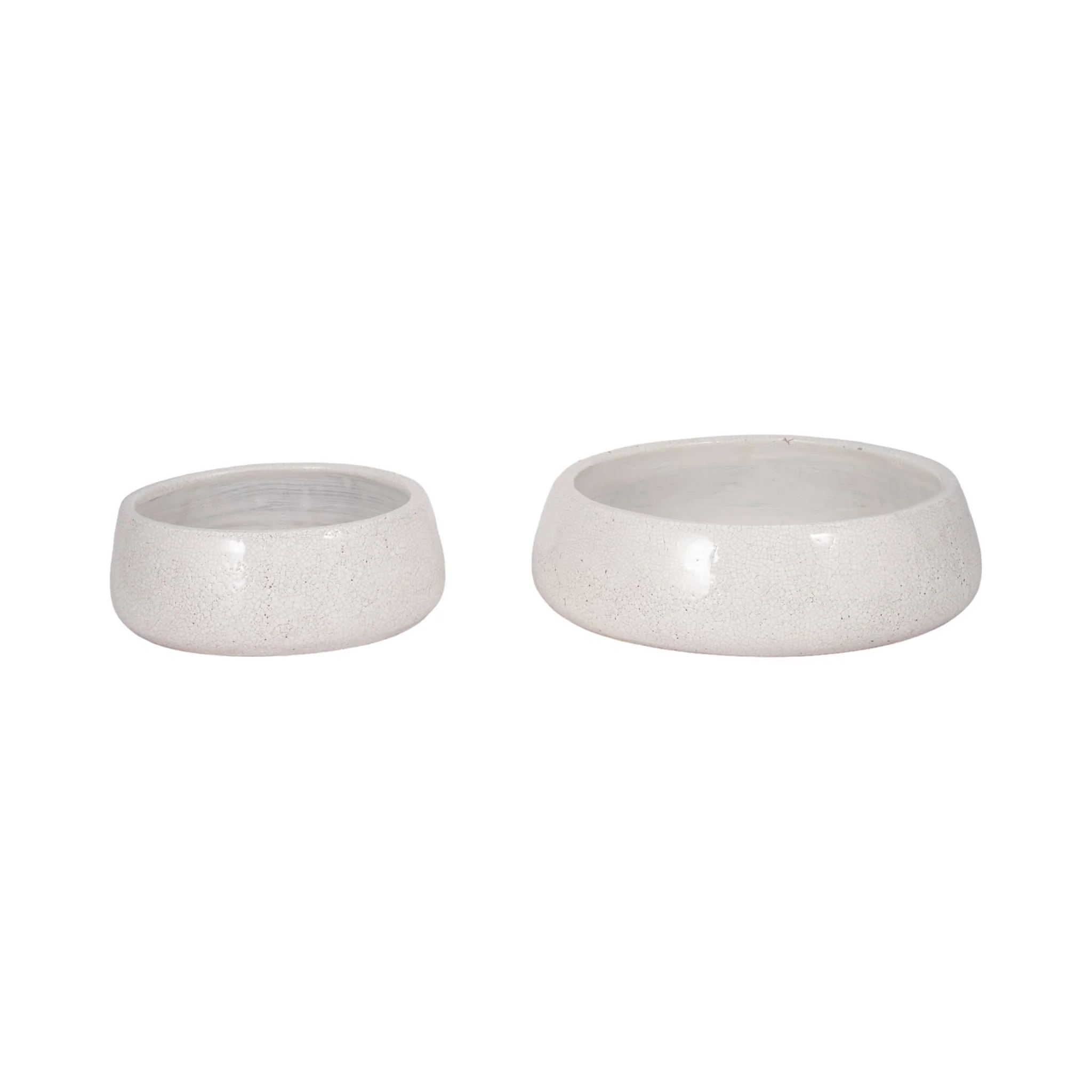 S/2 10/14" Bowls, White Crackle - Image 3