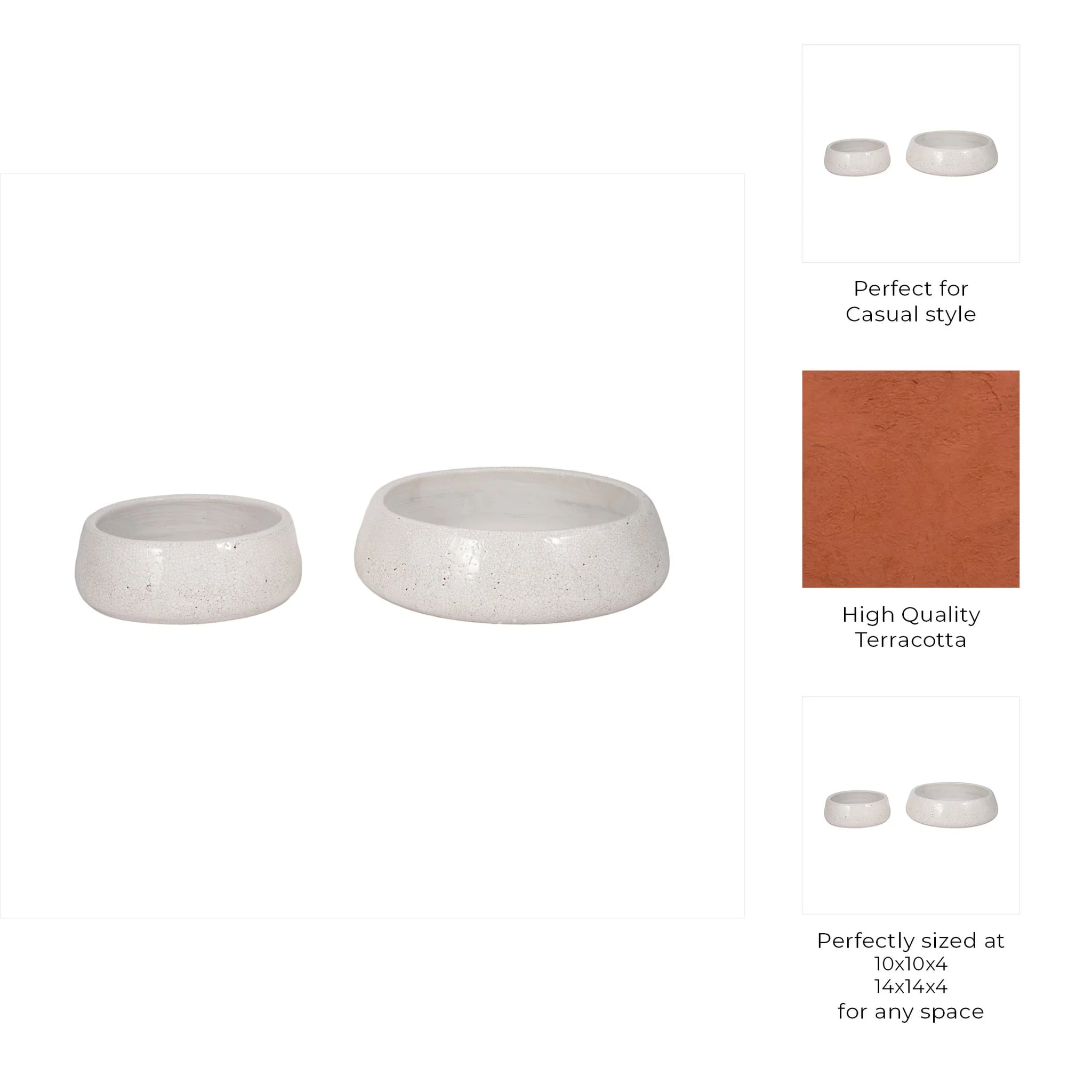 S/2 10/14" Bowls, White Crackle - Image 8
