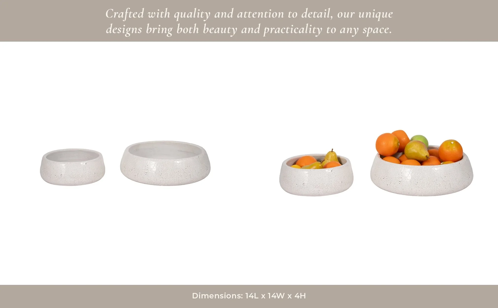 S/2 10/14" Bowls, White Crackle - Image 9