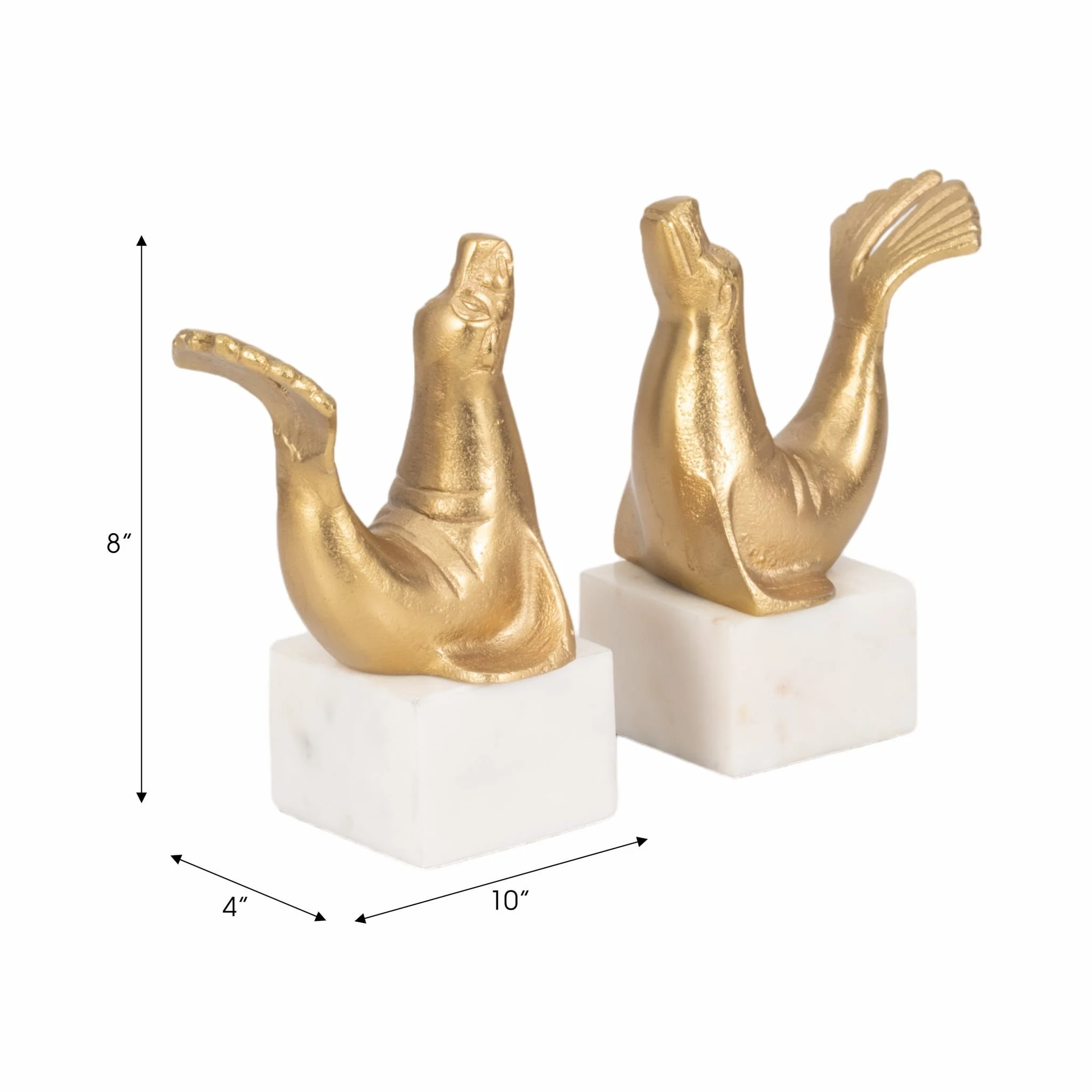 S/2 10" Sea Lion Bookends, Gold - Image 7