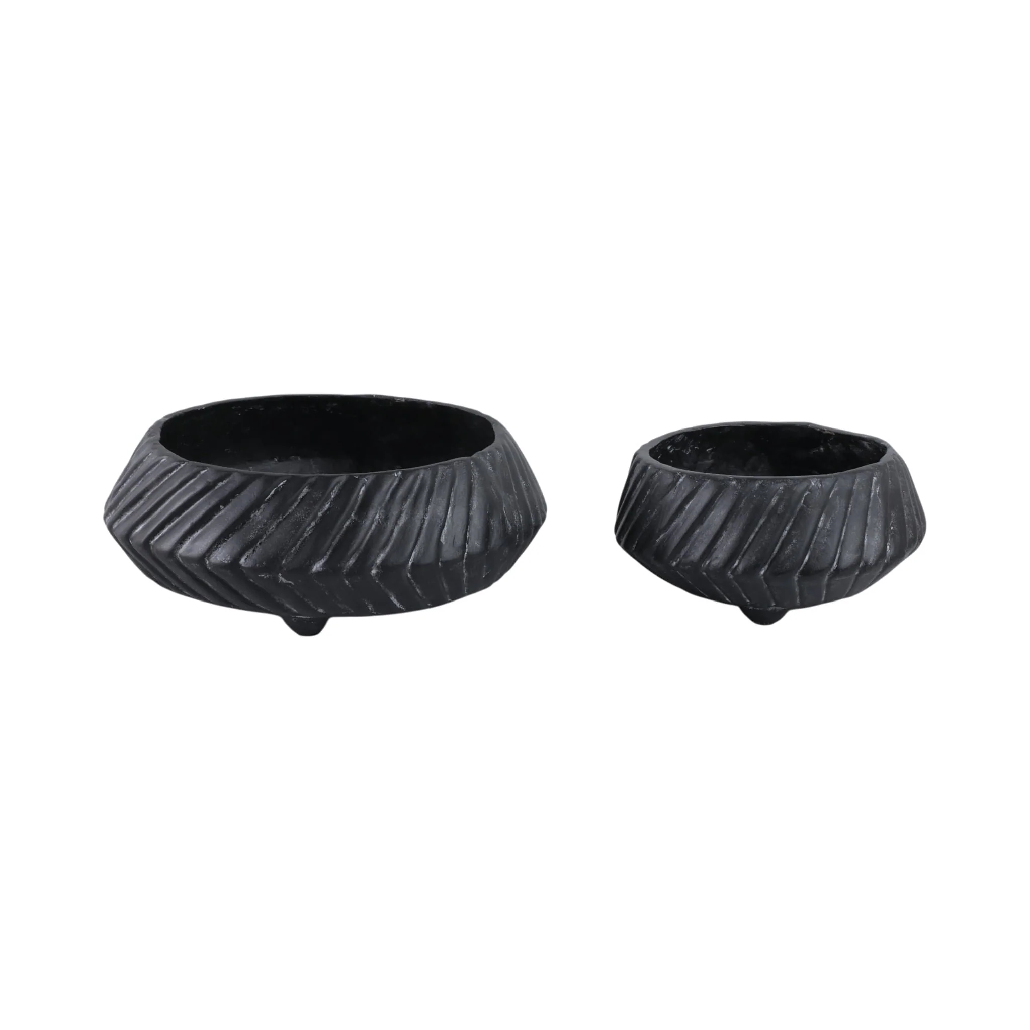 S/2 11/15" Tapered Ecomix Bowls With Lines, Black - Image 4