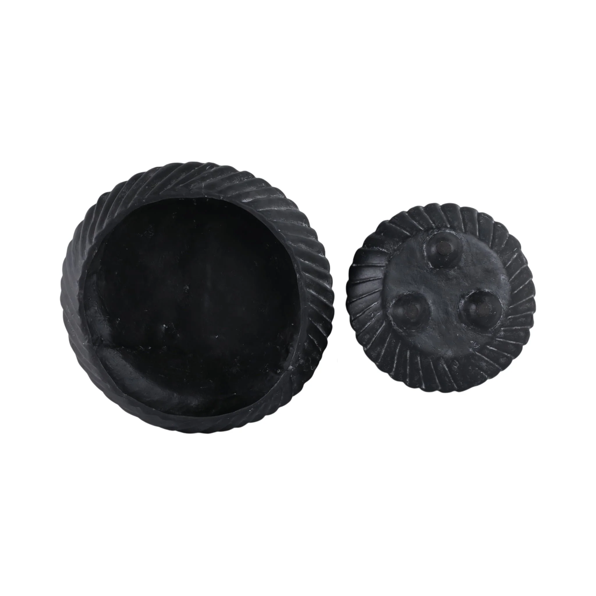 S/2 11/15" Tapered Ecomix Bowls With Lines, Black - Image 6