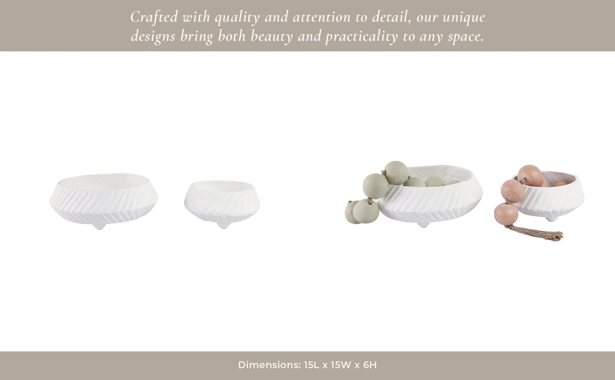 S/2 11/15" Tapered Ecomix Bowls With Lines, White - Image 12