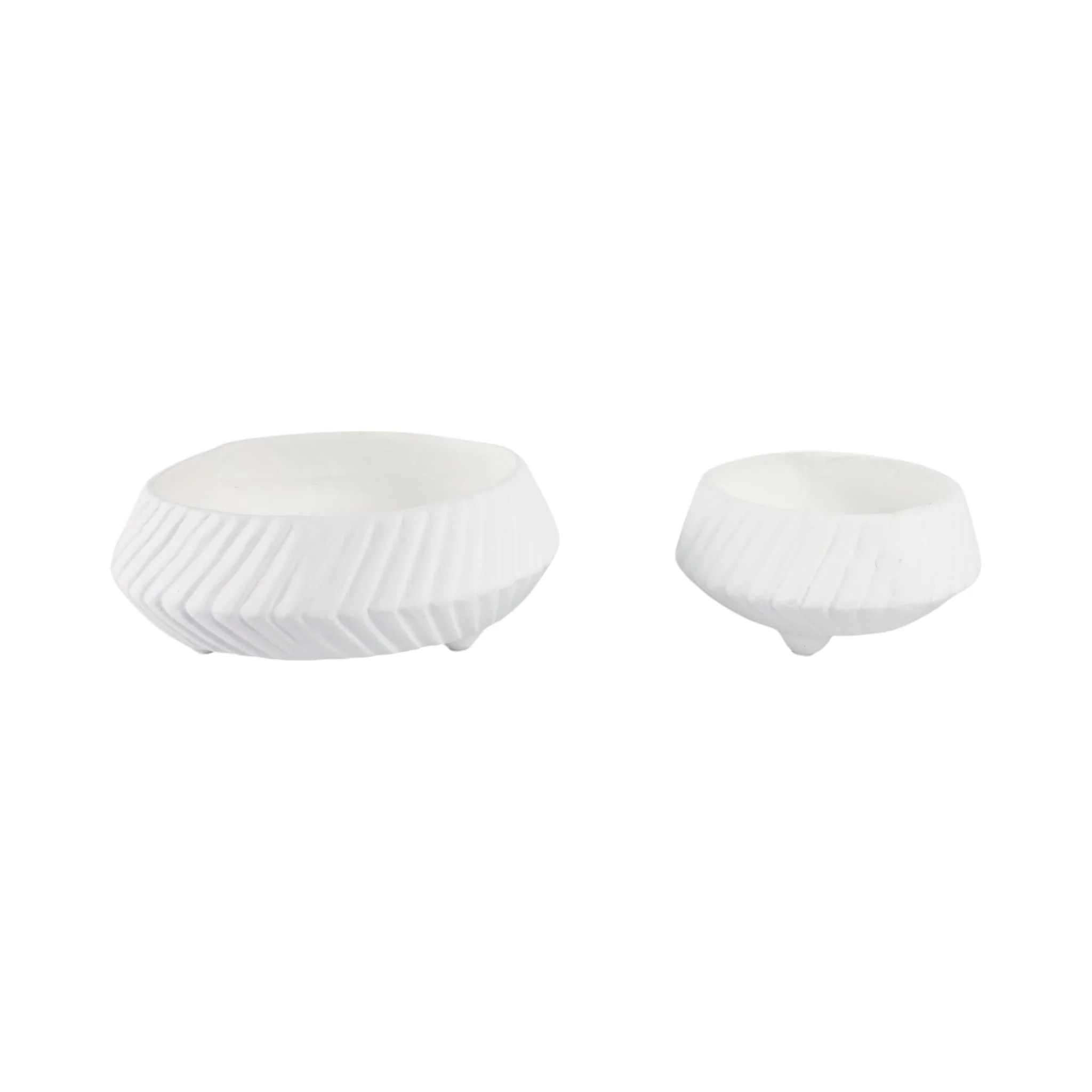S/2 11/15" Tapered Ecomix Bowls With Lines, White - Image 3