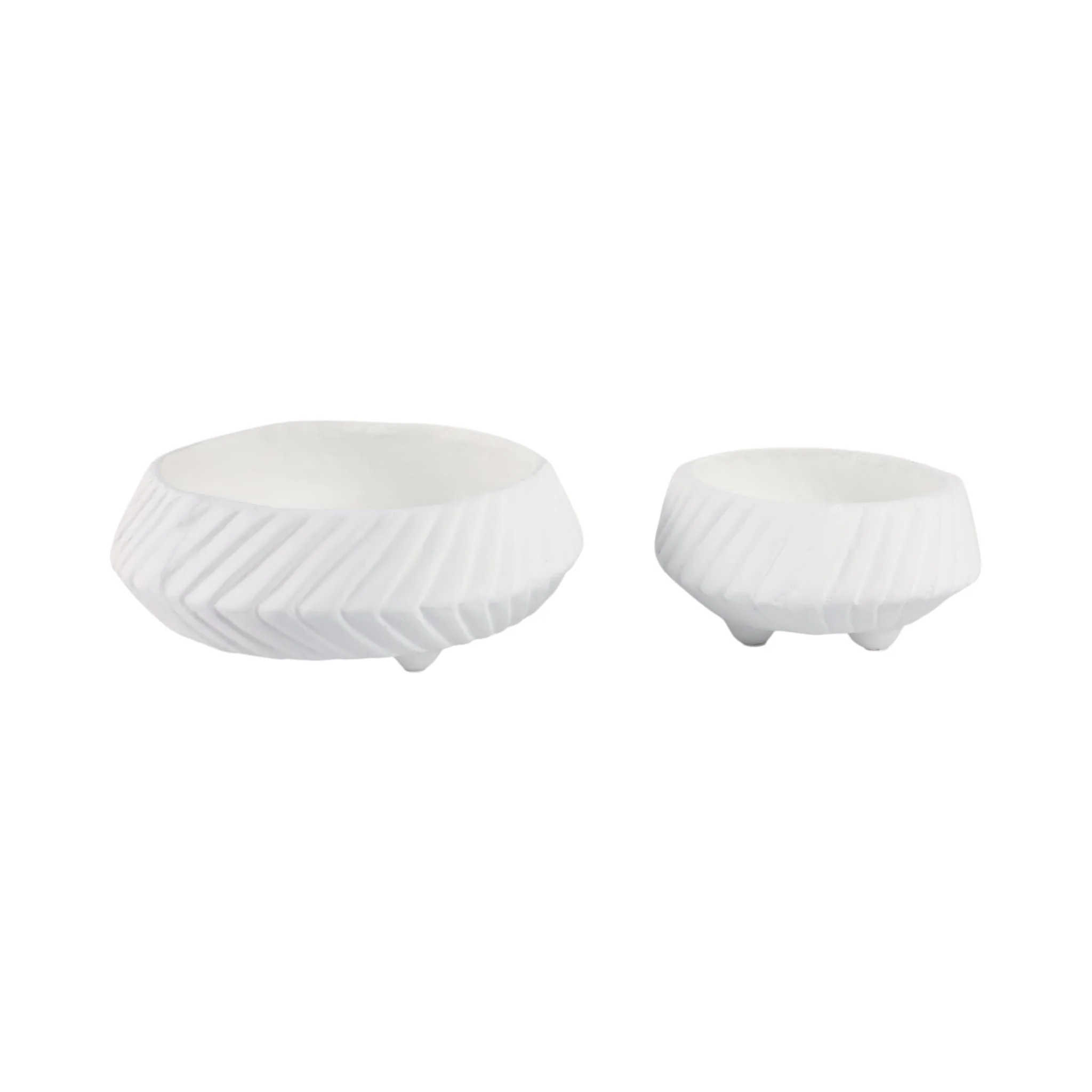S/2 11/15" Tapered Ecomix Bowls With Lines, White - Image 4