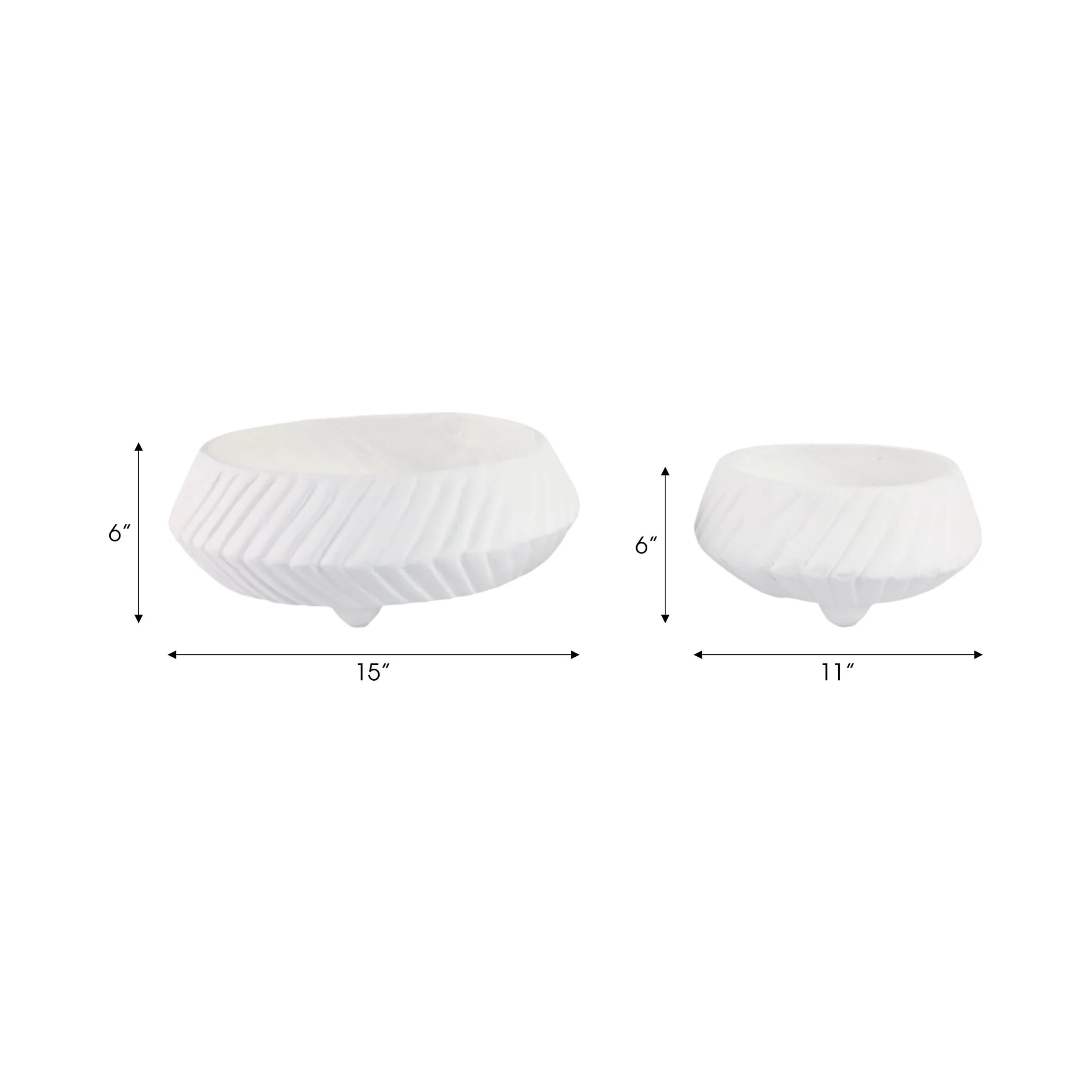 S/2 11/15" Tapered Ecomix Bowls With Lines, White - Image 7