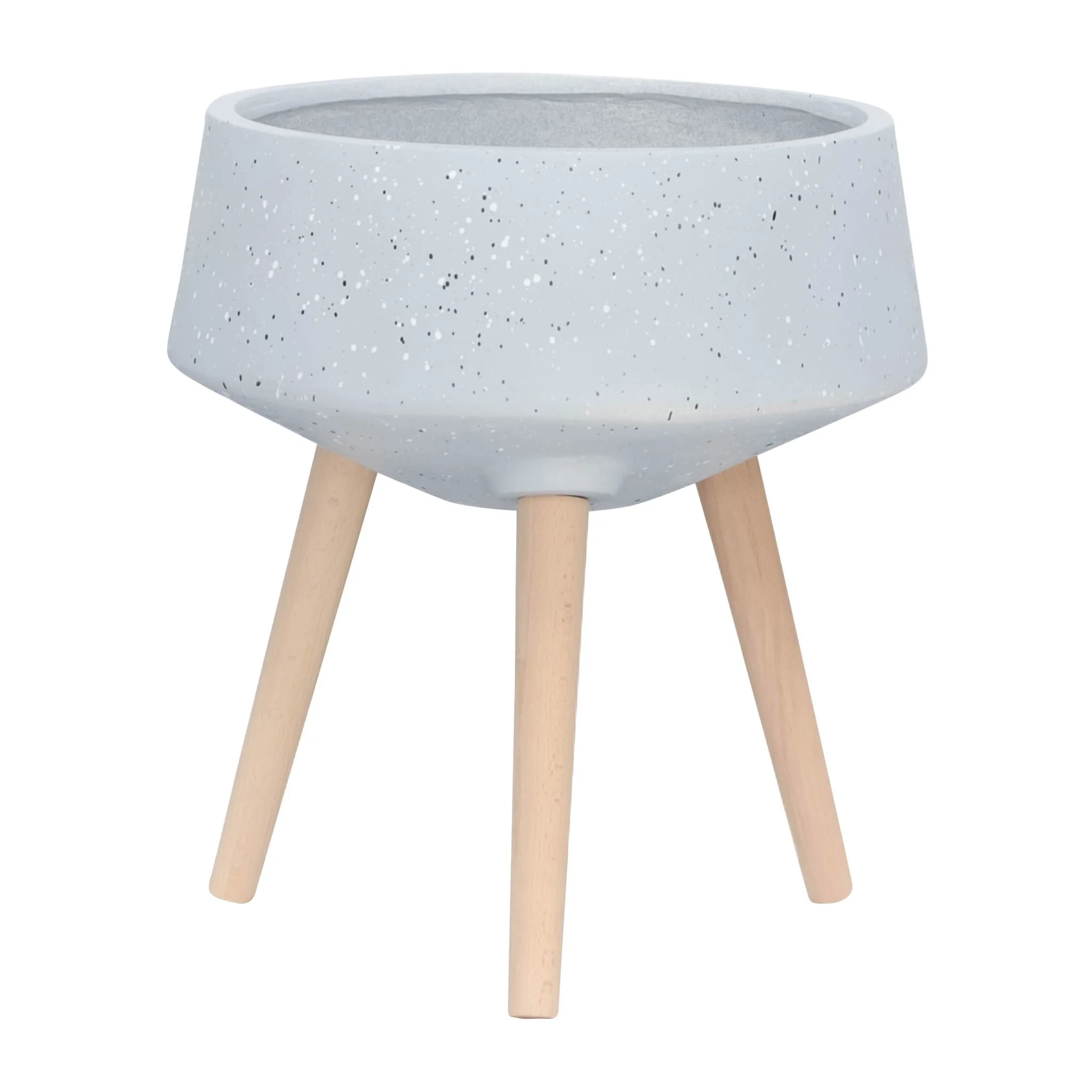 S/2 11/15" Terrazzo Planter W/ Wood Legs,  Gray - Image 2