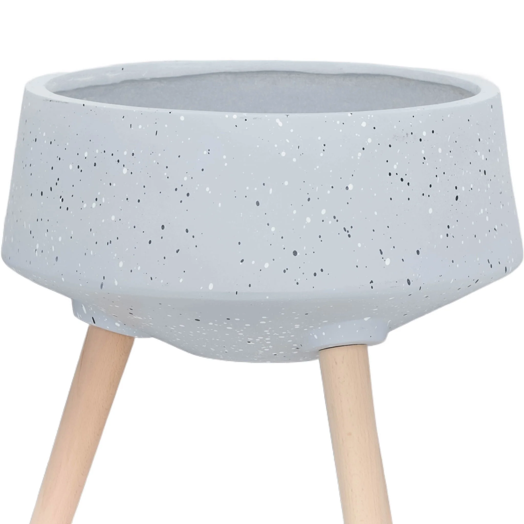 S/2 11/15" Terrazzo Planter W/ Wood Legs,  Gray - Image 6