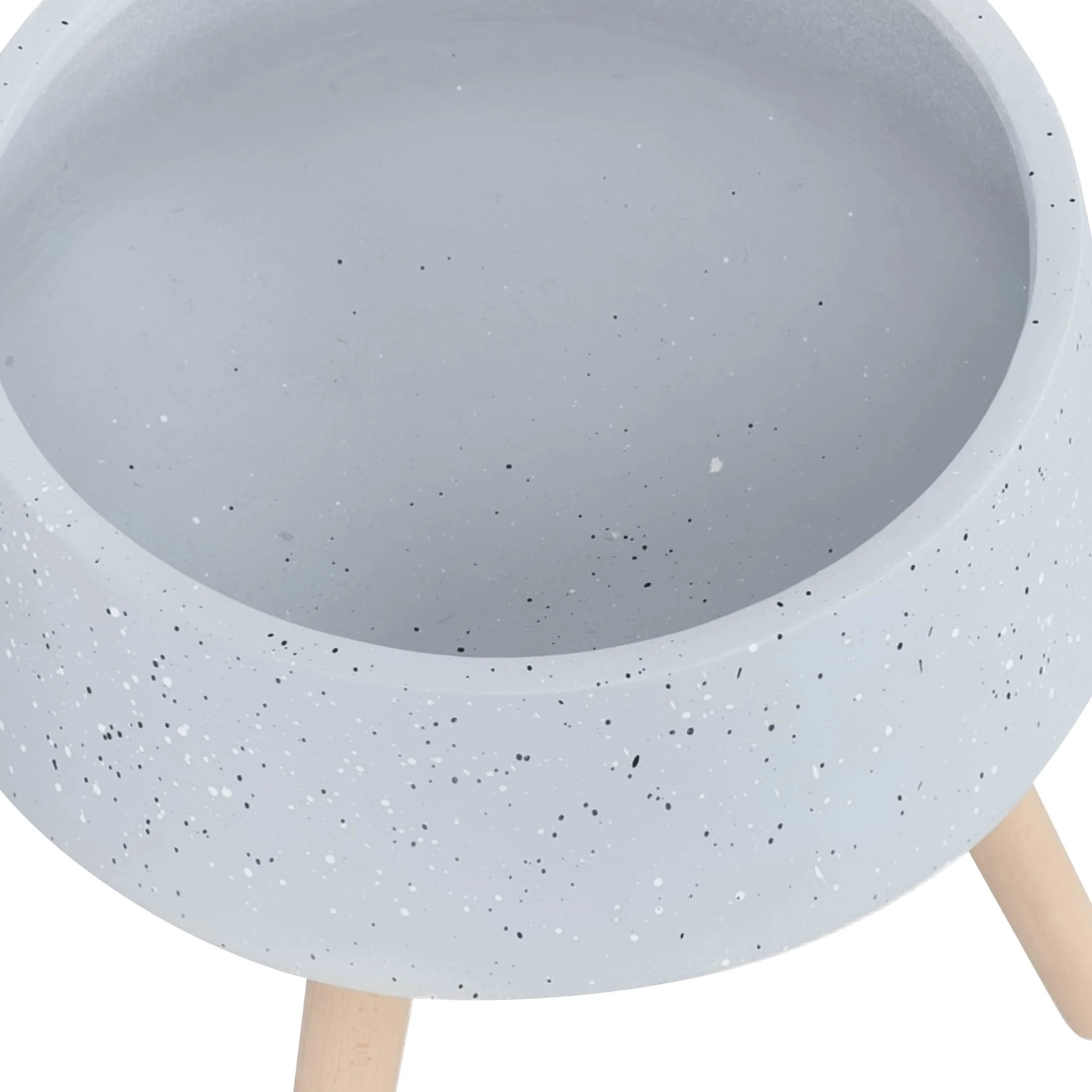 S/2 11/15" Terrazzo Planter W/ Wood Legs,  Gray - Image 7